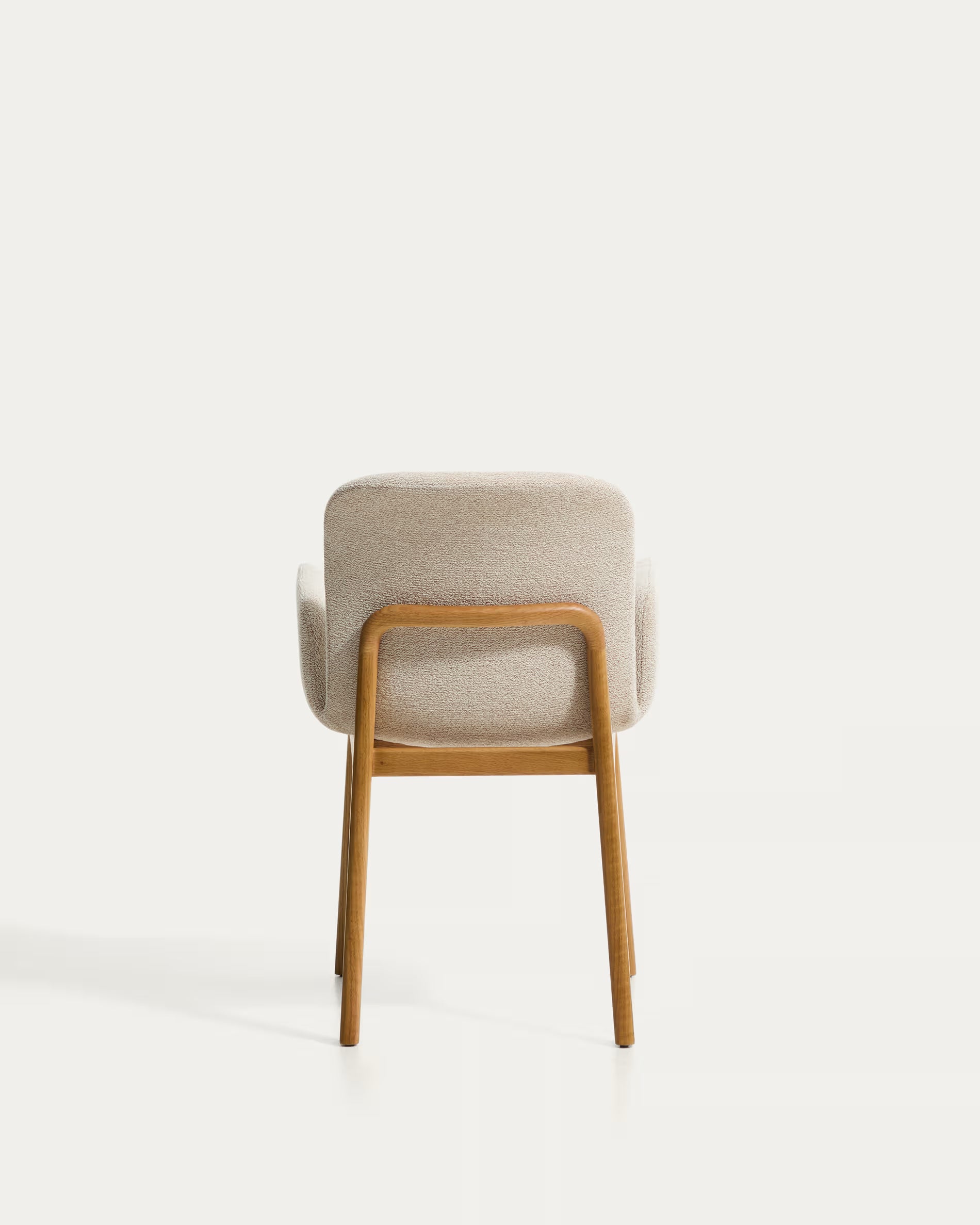 ELNOR Armchair in Beige Chenille with Oak Base