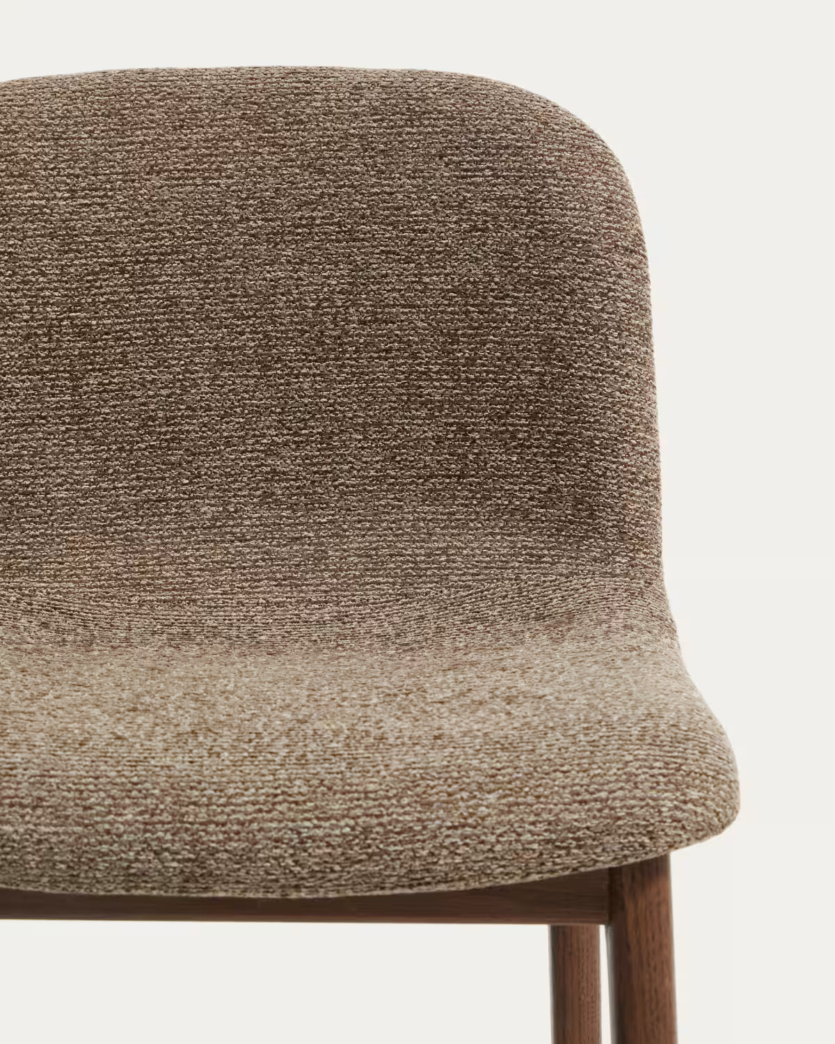 ELNOR stool in brown chenille with an oak base