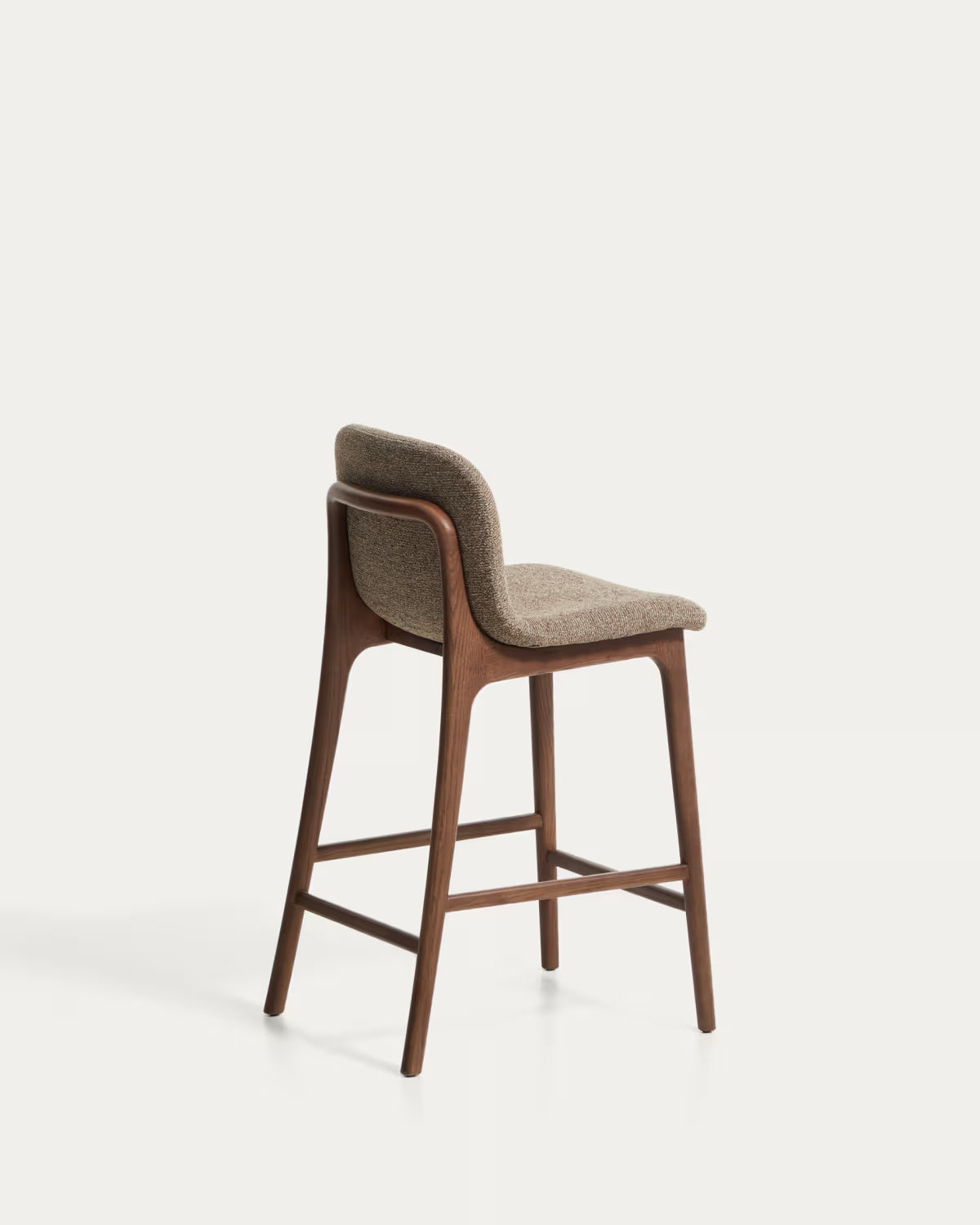 ELNOR stool in brown chenille with an oak base