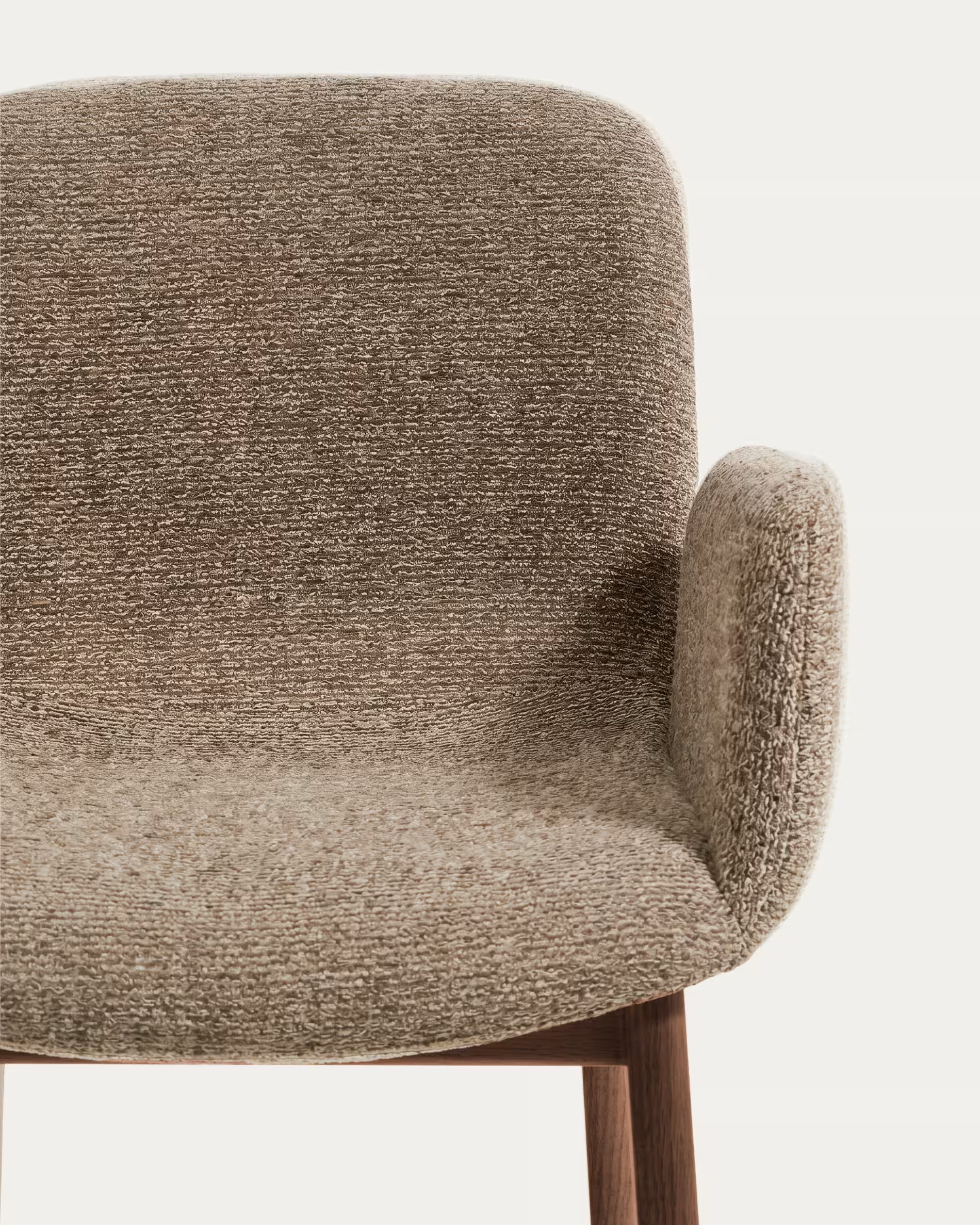 ELNOR armchair in brown chenille with an oak base.