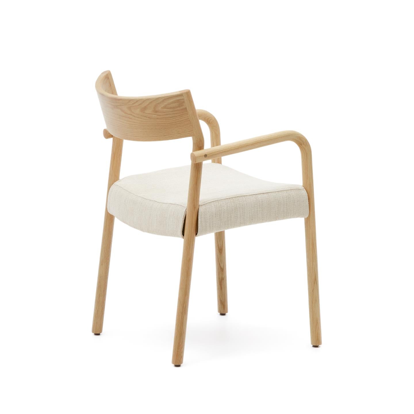 FALCONERA Stuhl beige Chenille mit Eichengestell
