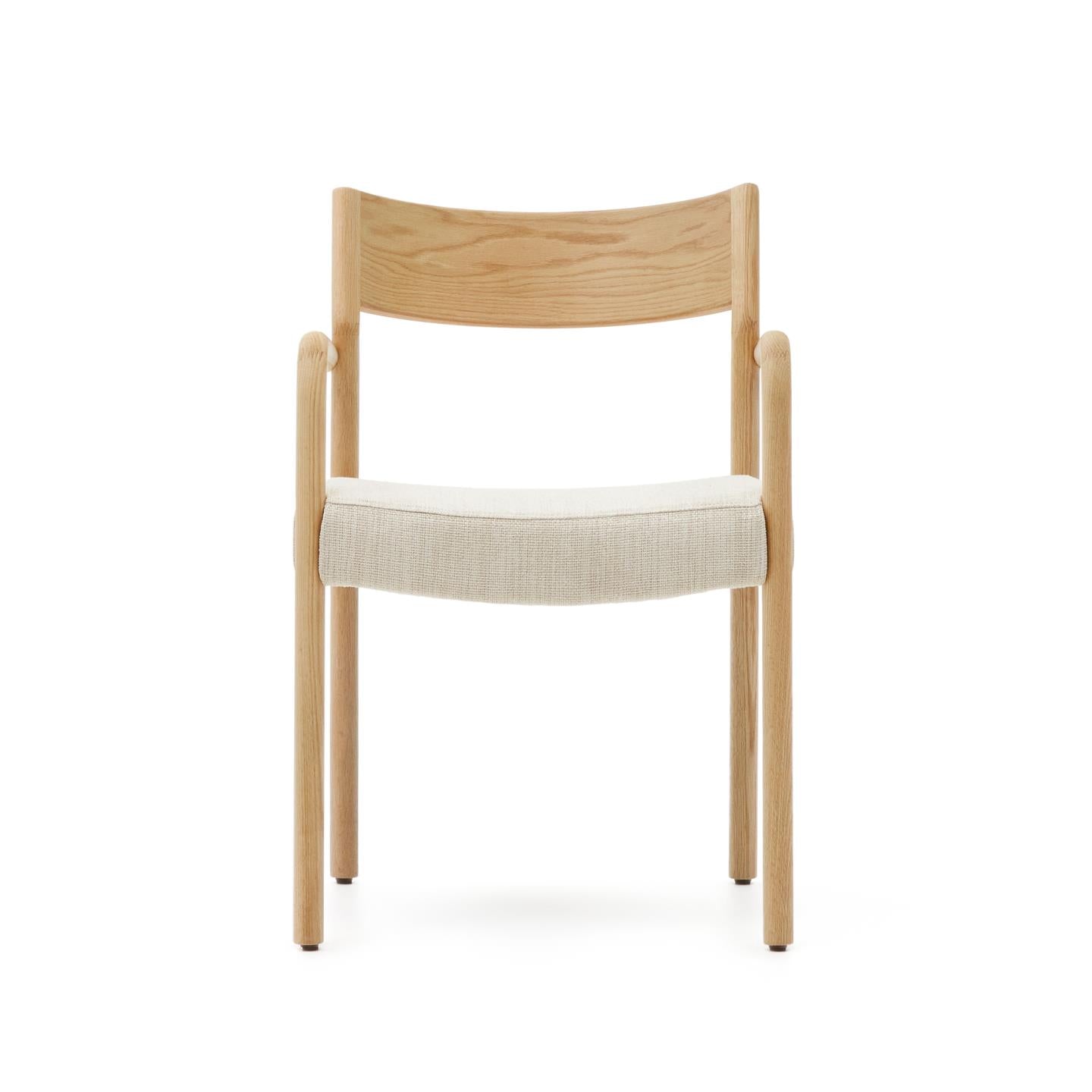 FALCONERA Stuhl beige Chenille mit Eichengestell