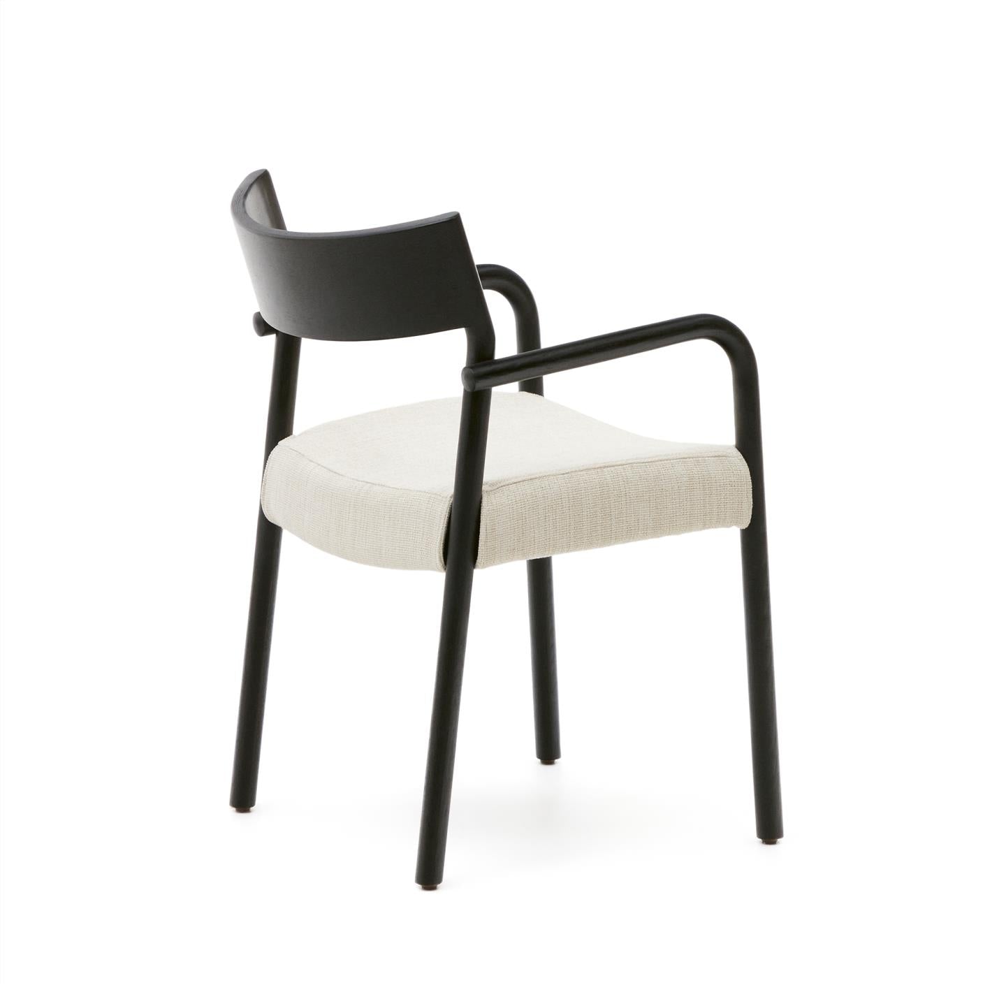 FALCONERA chair beige chenille with a black oak base
