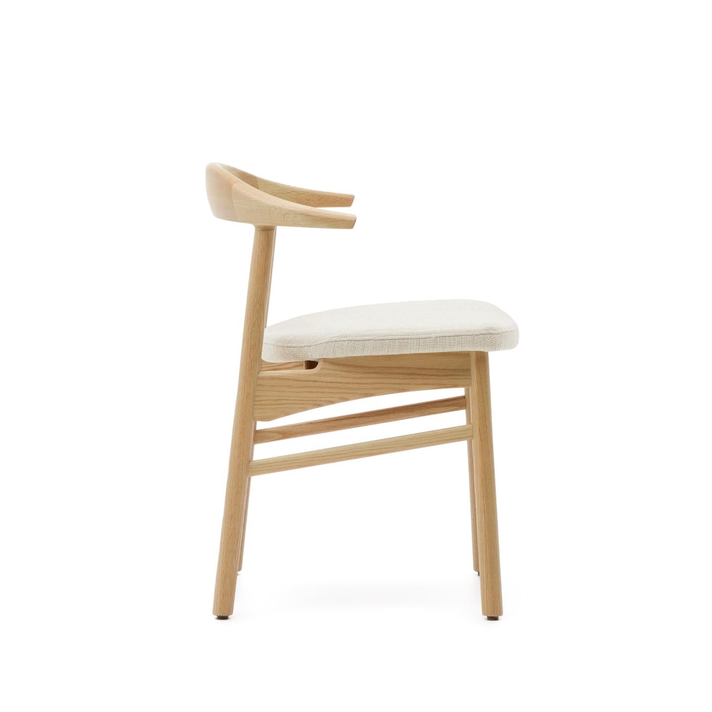 TIMONS chair in beige chenille with an oak base
