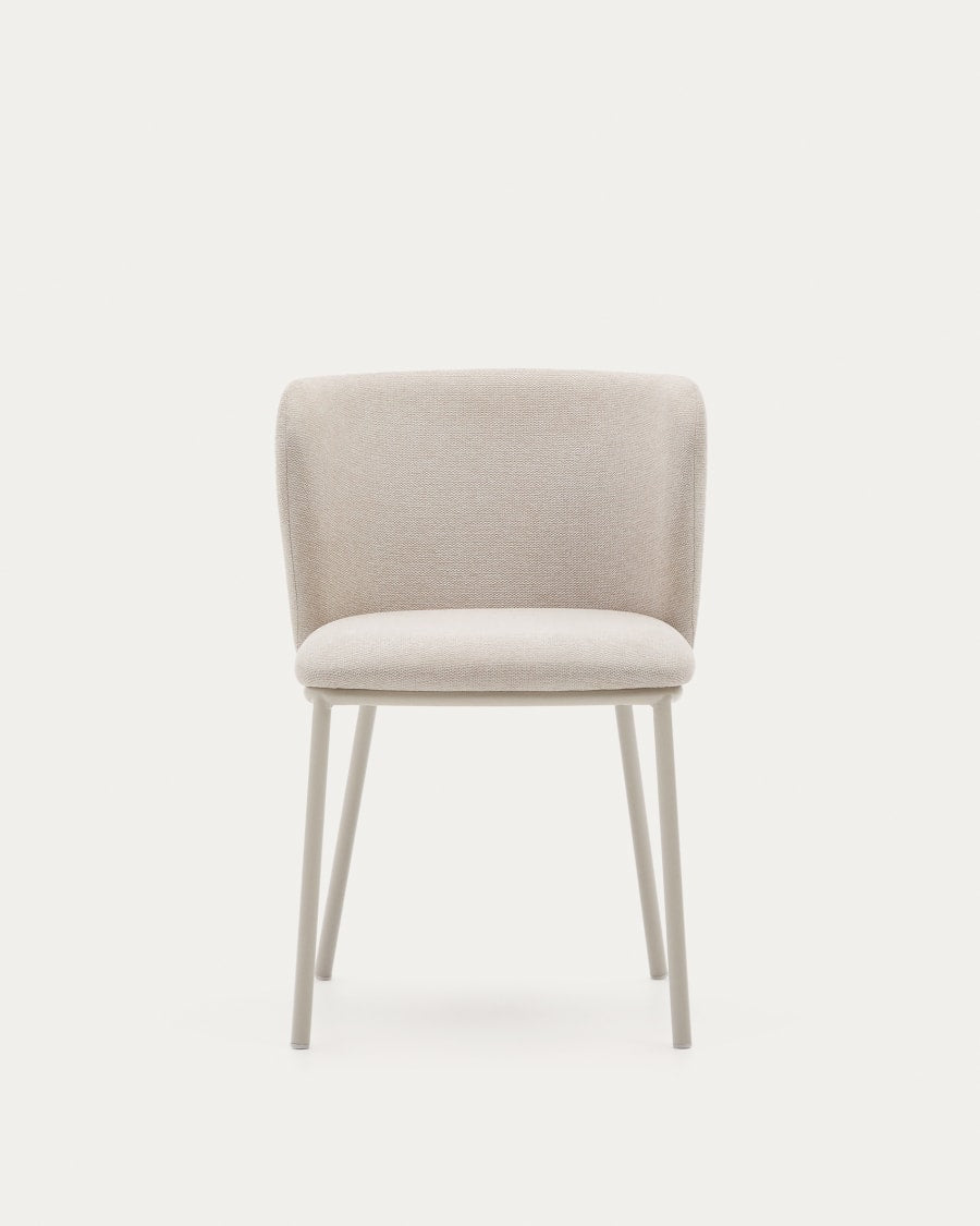 Stuhl im Ciselia Beige im siielilianischen Stoff mit einer beige Basis