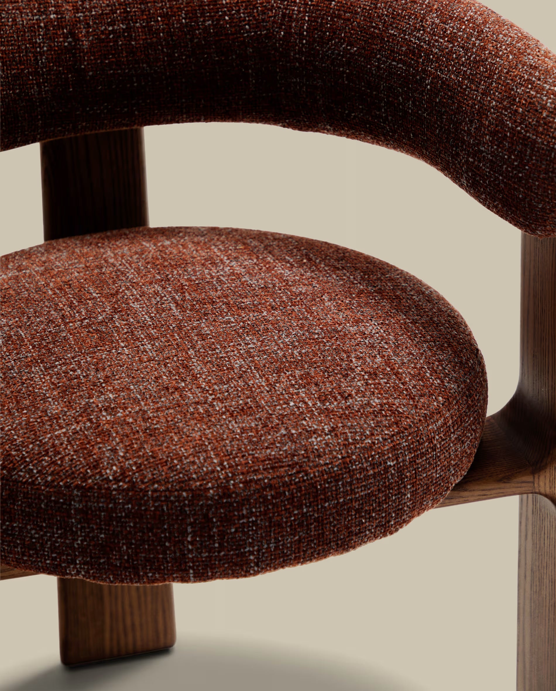 Granite Armchair with Armrests, Brown Chenille with Dark Ash Base
