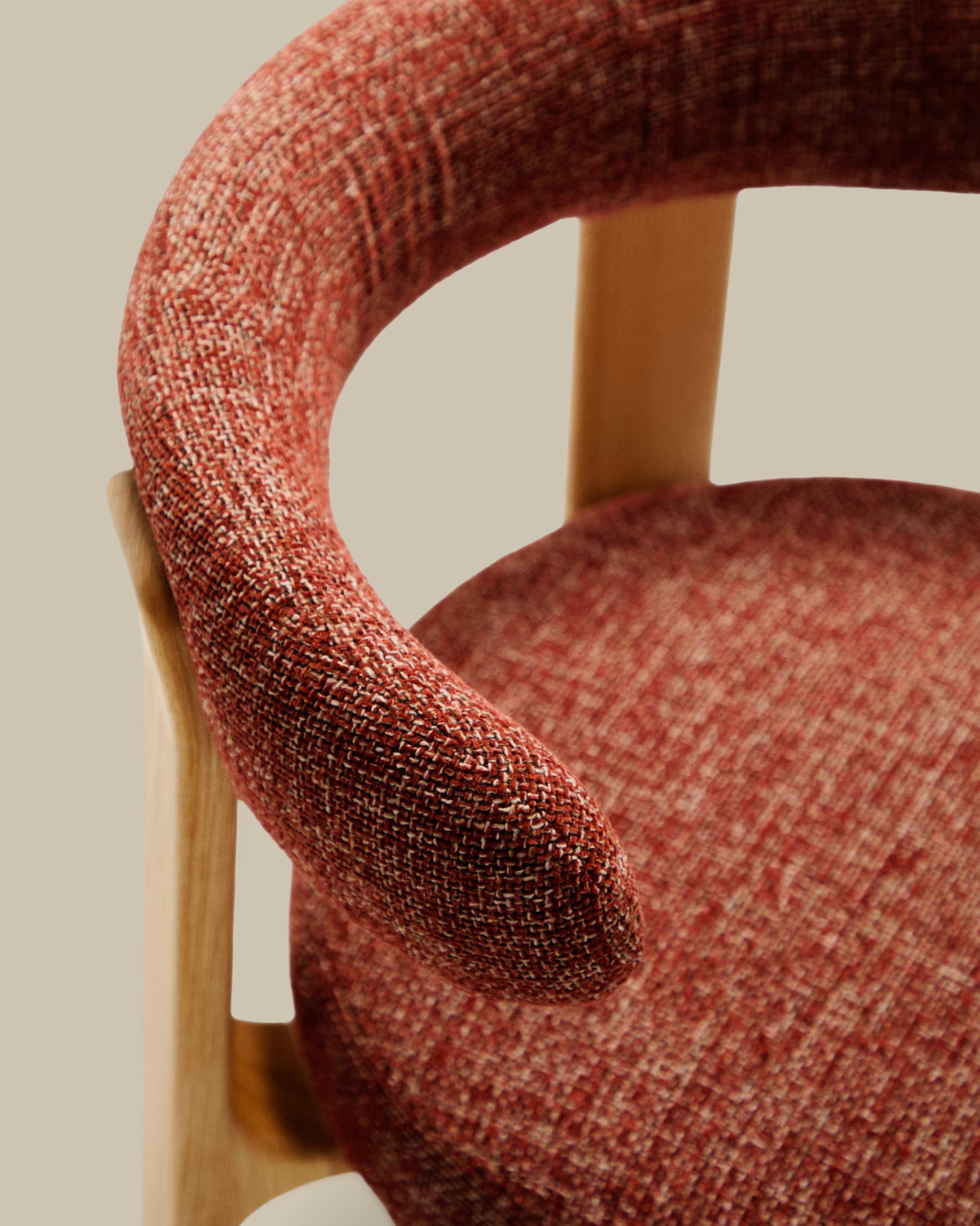 GRANITE chair in red chenille with an ash base