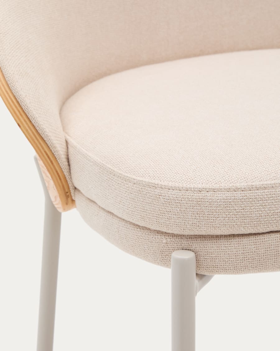 Eama Beige Bar Stuhl Szenil mit Esche Finish