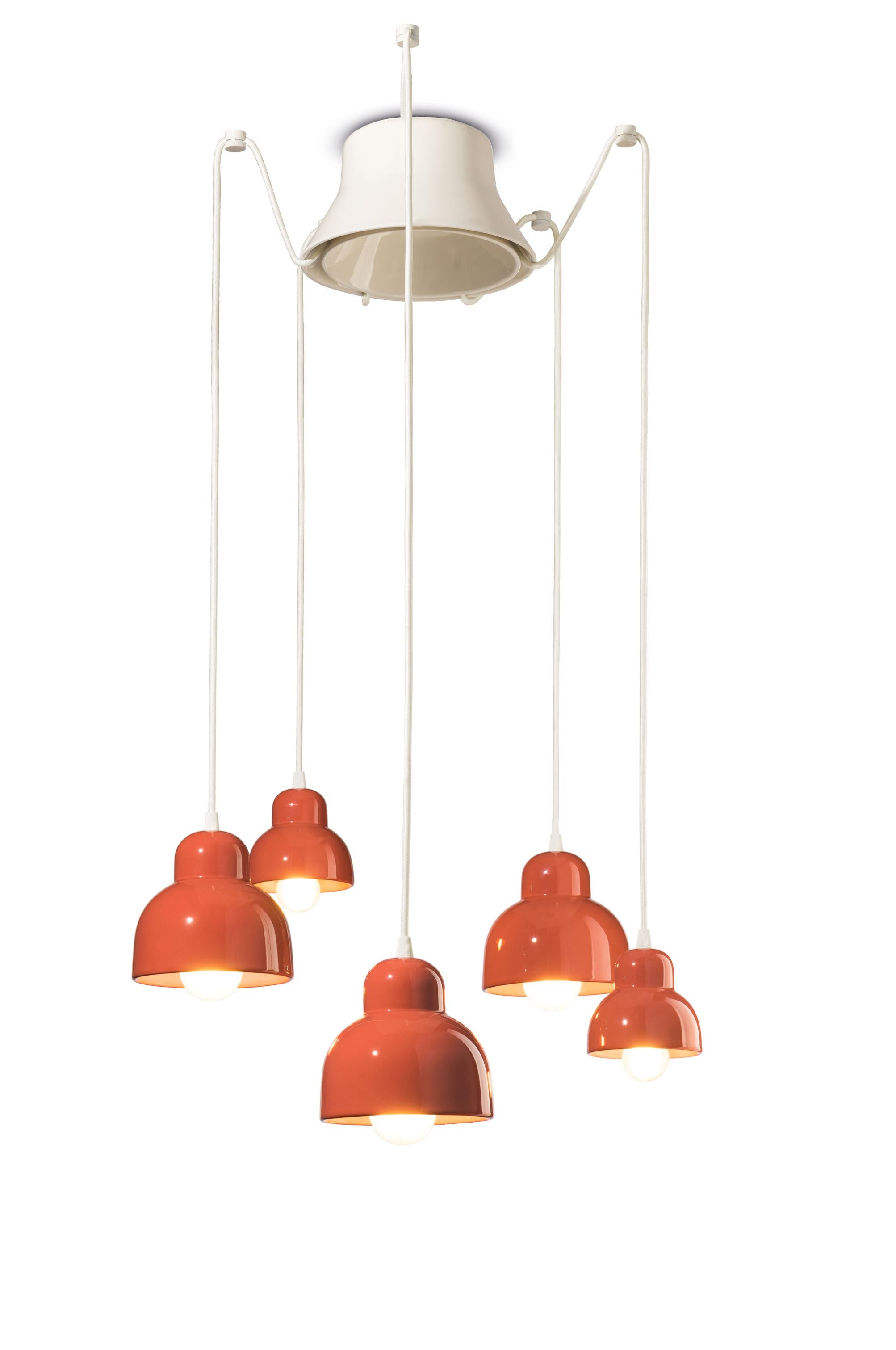 Orange ceramic chandelier BERIMBAU