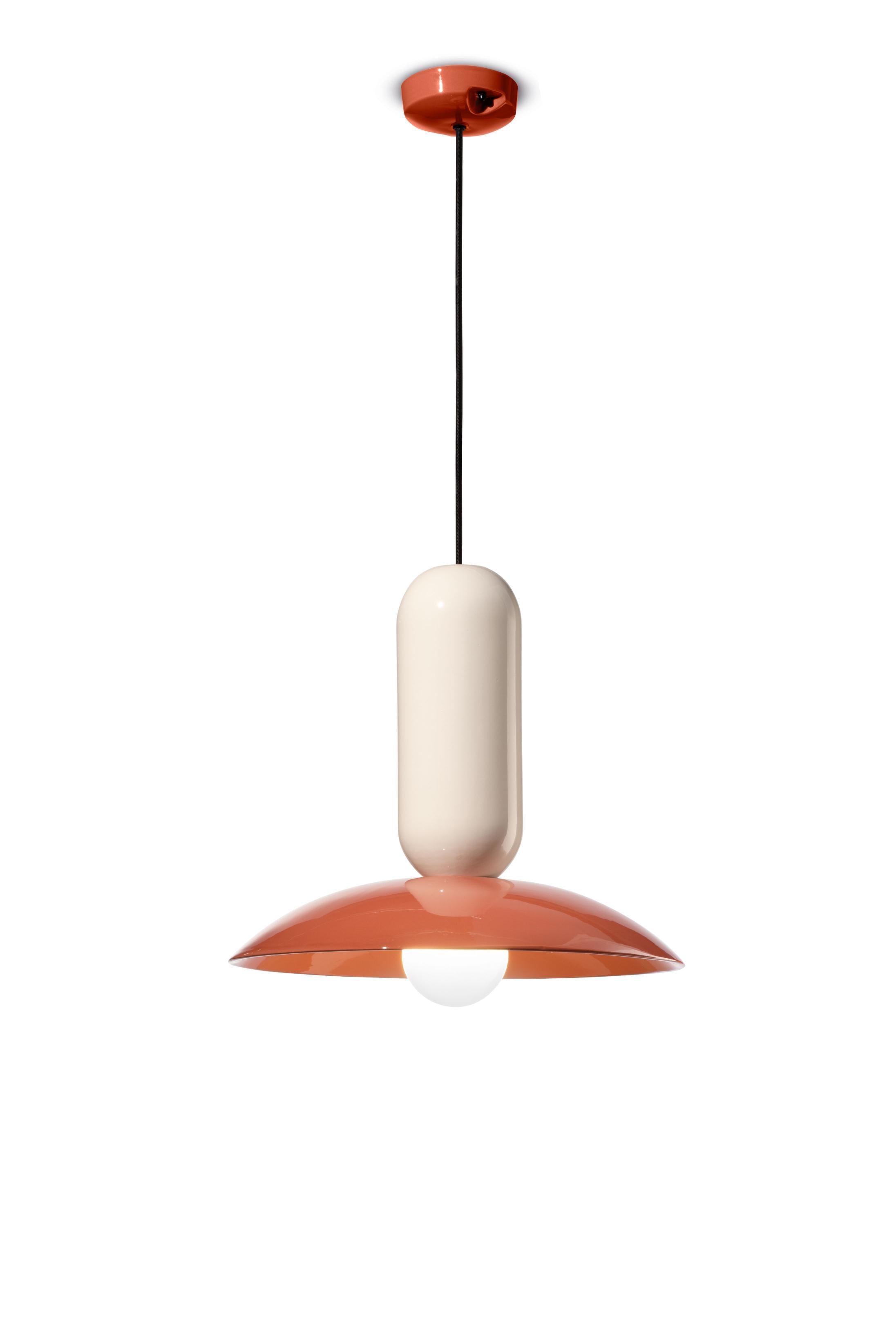 Ceramic pendant lamp PAU cream with orange