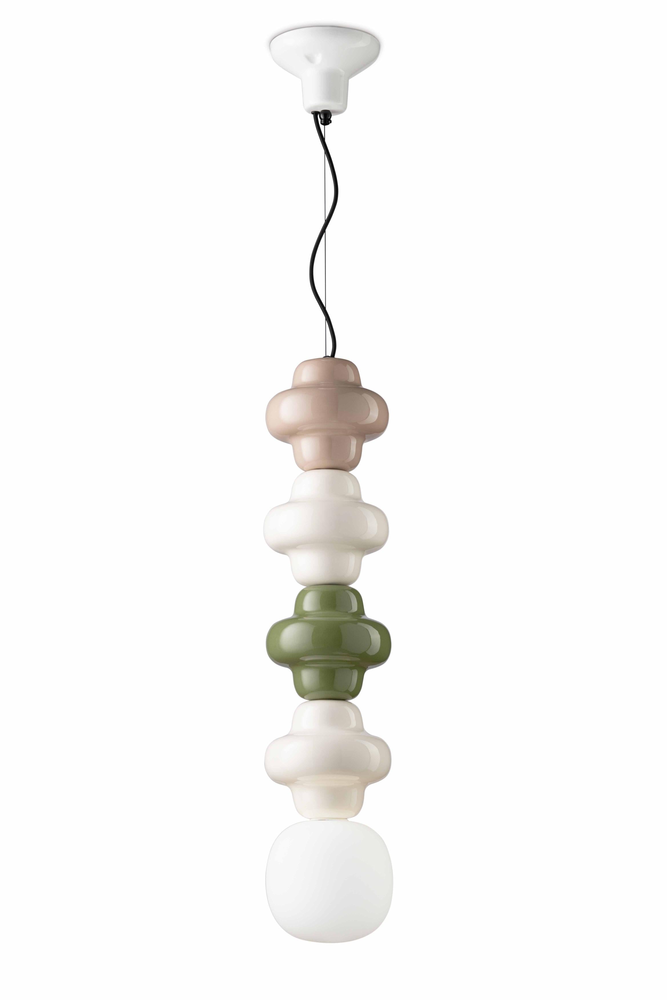 Ceramic pendant lamp COPACABANA MIX cream with sage and beige