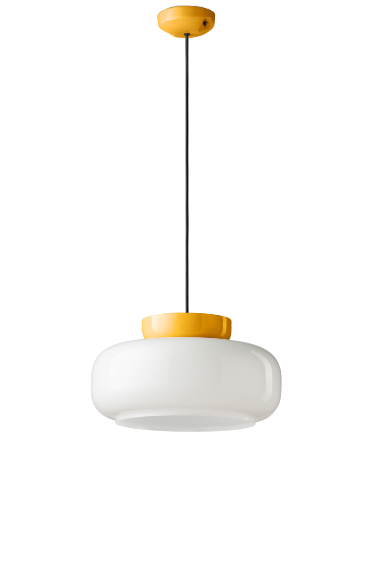 MARACANÀ milk ceramic pendant lamp with yellow