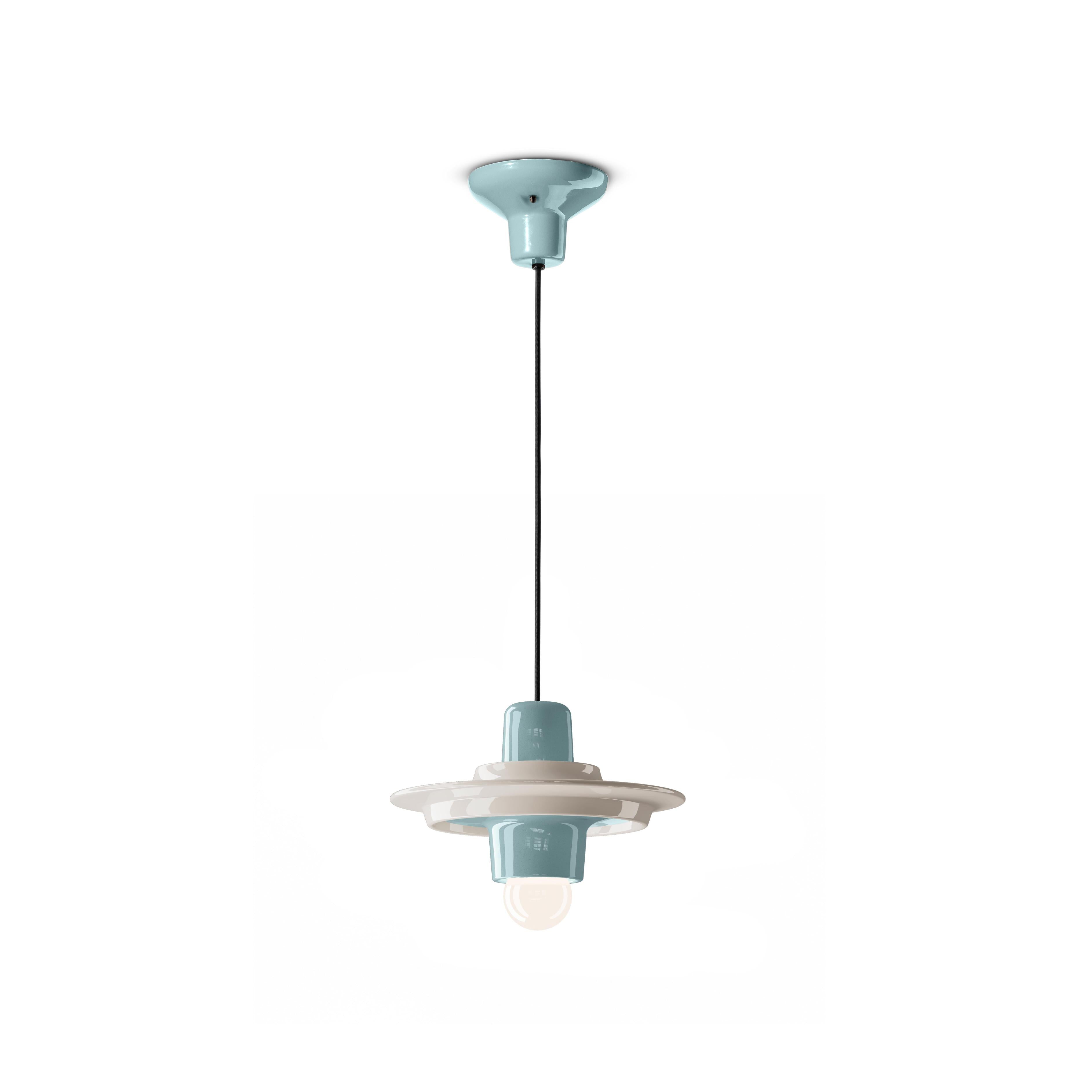 VOILÀ Keramik Pendelleuchte creme mit blau