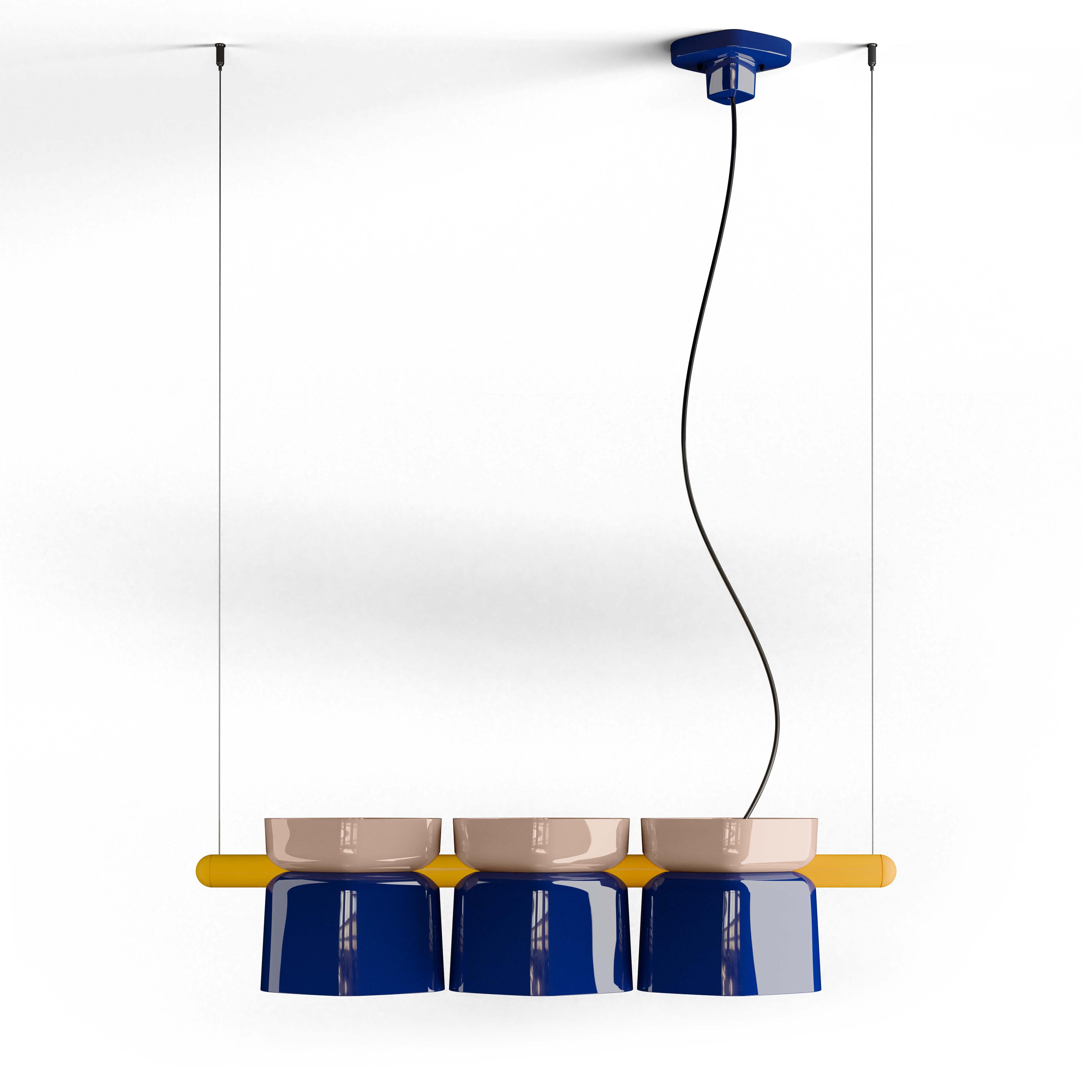 YAKITORI cobalt ceramic pendant lamp with beige and yellow