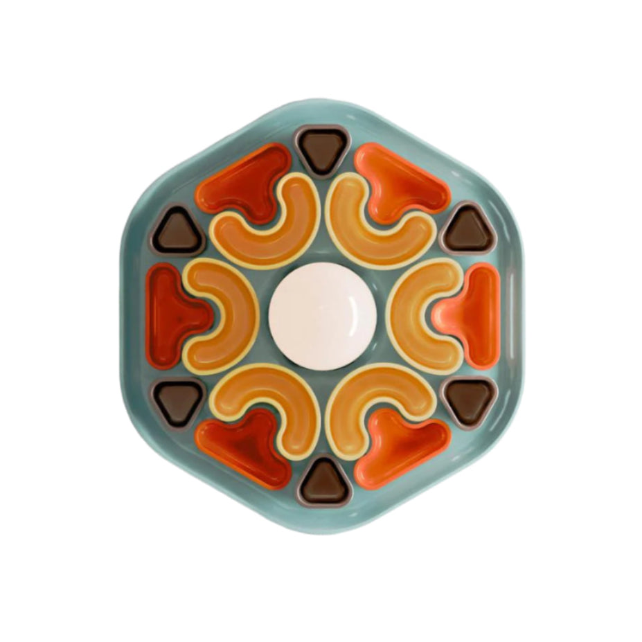 Wandleuchte PHYTIA aus Keramik in Blau mit Gelb, Orange und Braun
