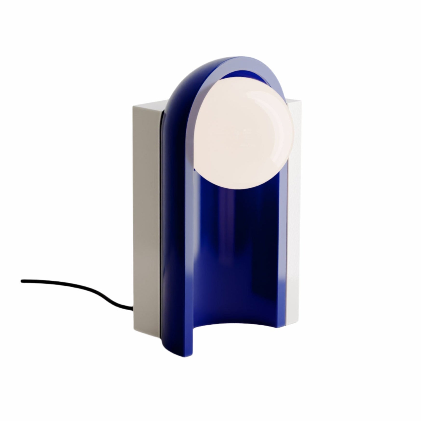 Tischlampe aus Keramik CLÉO cremefarben mit Kobalt