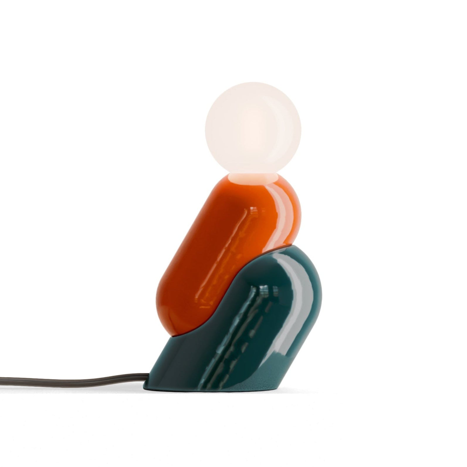 Keramik-Tischlampe TATA orange mit grünem Petrol