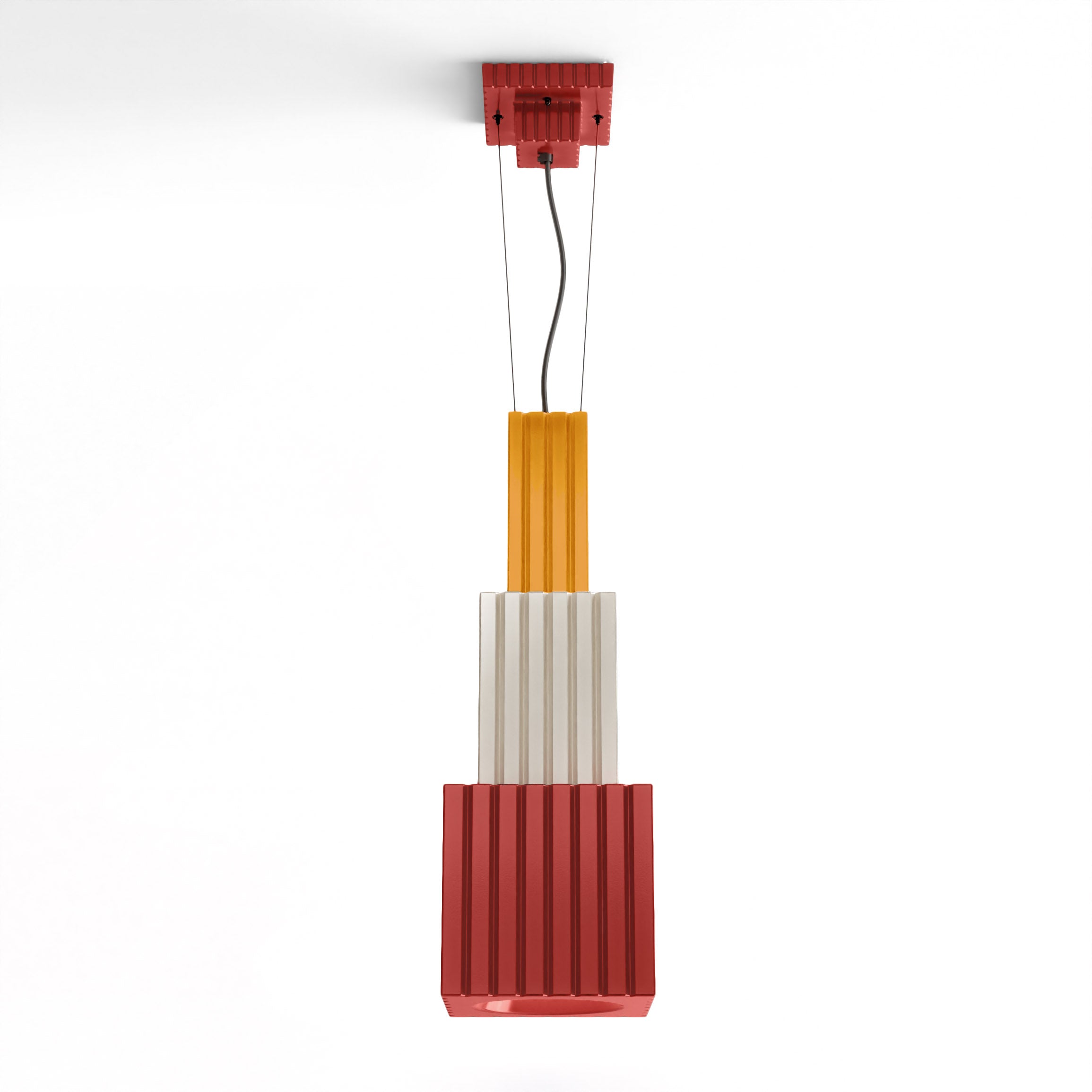 METRA ceramic pendant lamp in orange with cream and yellow