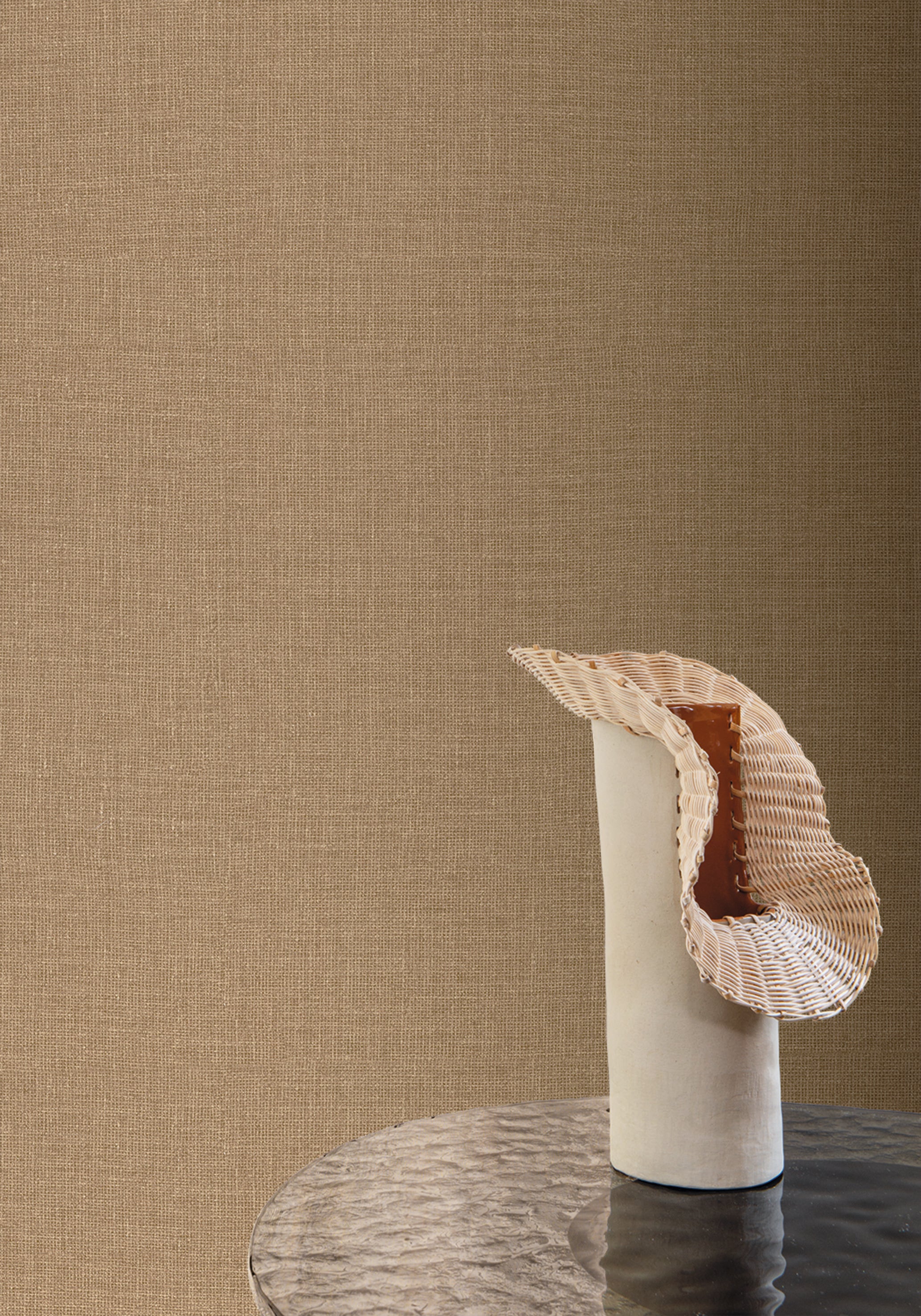 Structural wallpaper imitating canvas LIENZO - LIN earthy beige