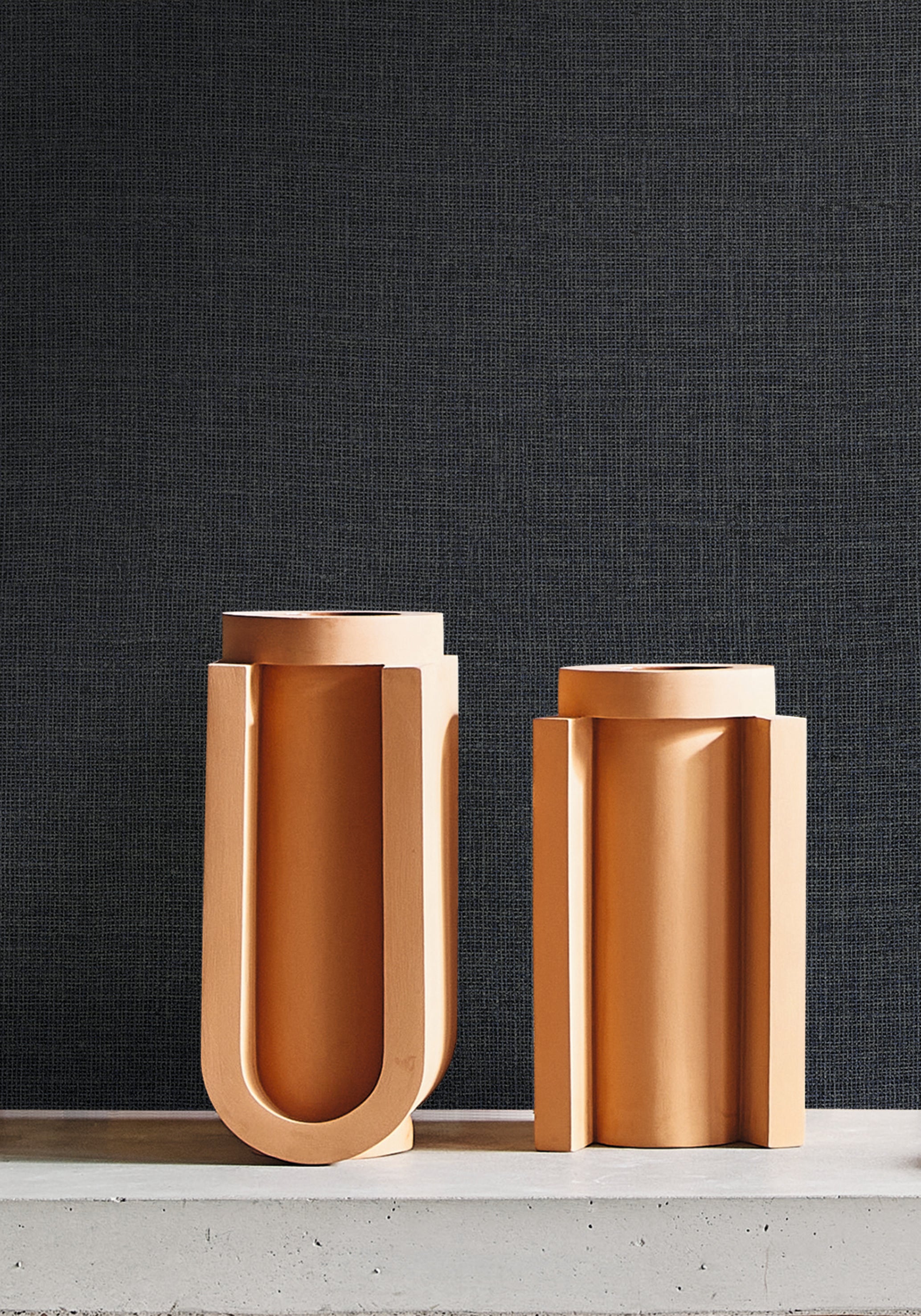 Strukturierte Vinyltapete, die Jute imitiert LIENZO - MARINE dunkelblau