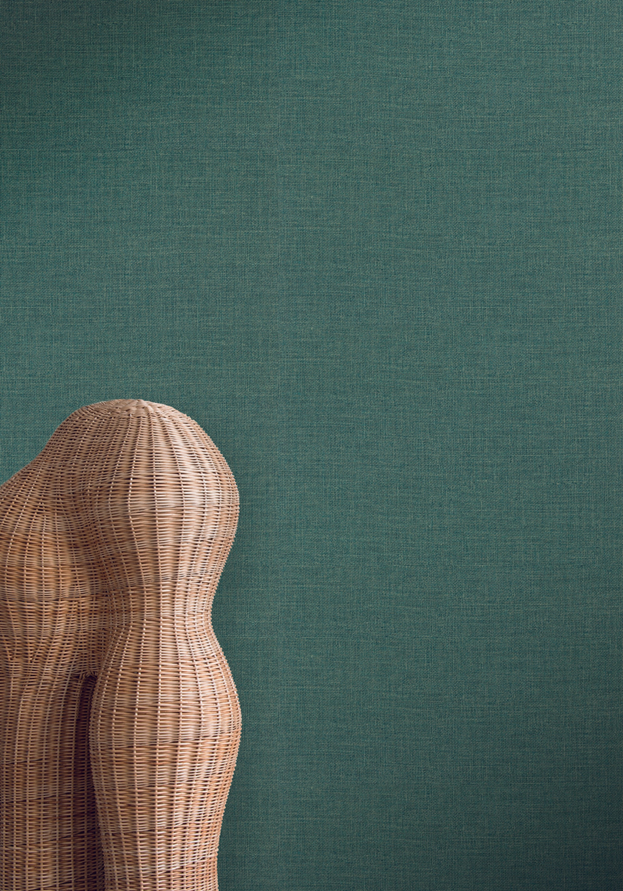 Structural vinyl wallpaper imitating jute LIENZO - ÉMERAUDE emerald