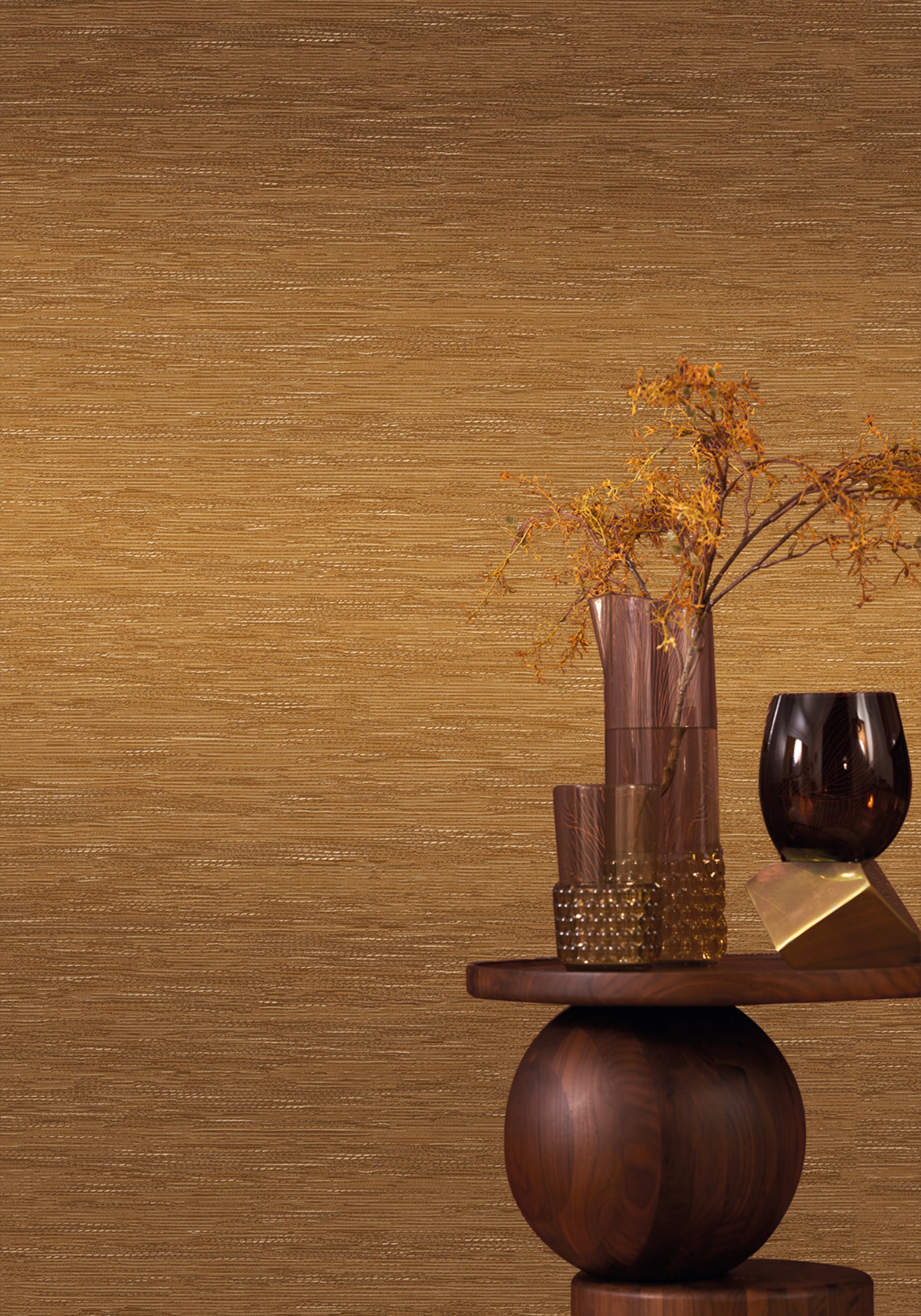 Tapete, die Jacquardstoff imitiert TATAMI - NUDE mandelkoralle