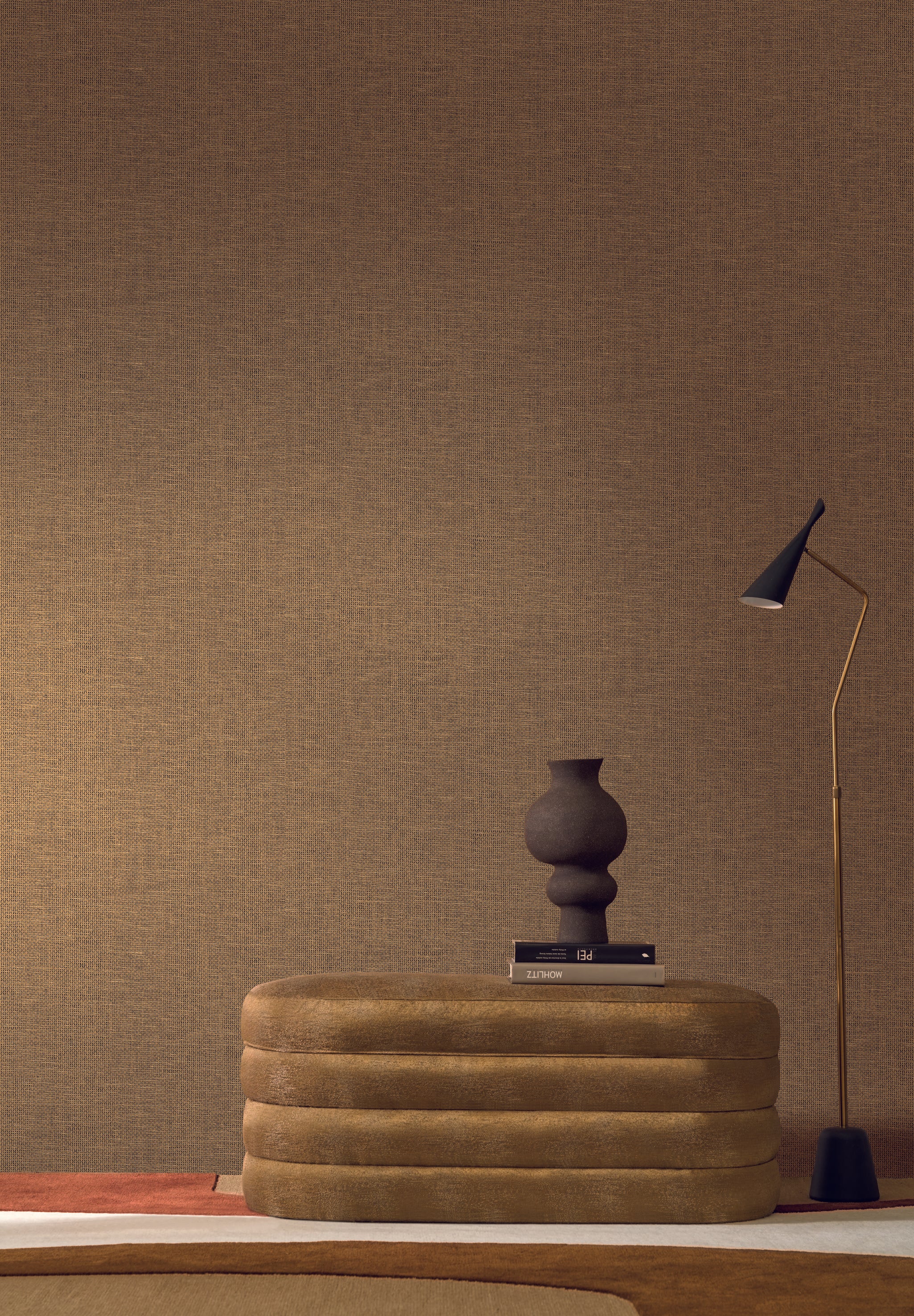 Tapeta imitująca rafię VANNORA - NOIR ciemny brąz