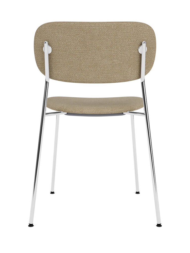 Stuhl CO beige Boucle mit verchromtem Gestell