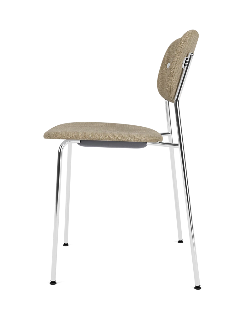 Stuhl CO beige Boucle mit verchromtem Gestell