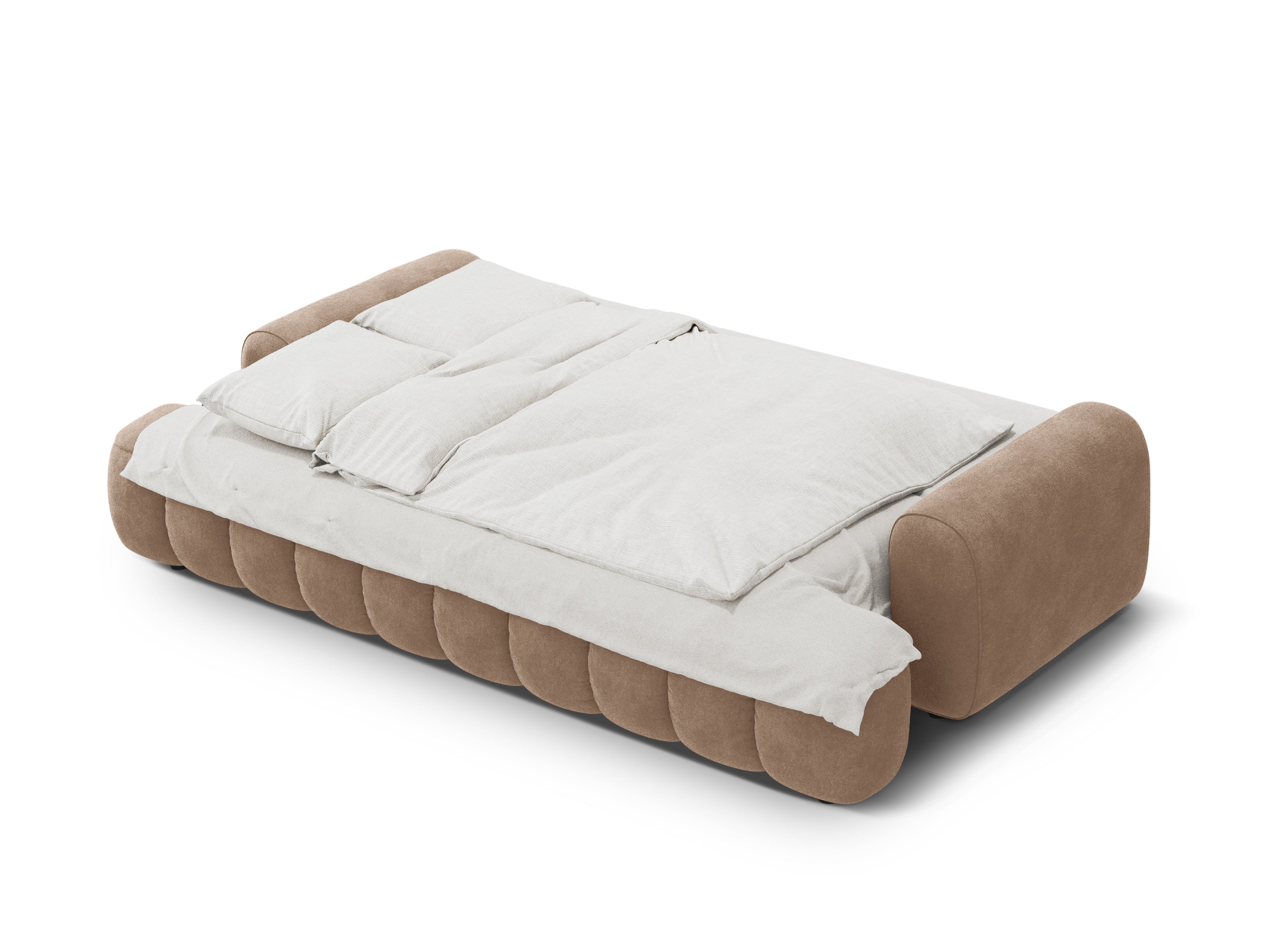 Velvet sofa with sleeping function for 4 people LINZ dark beige