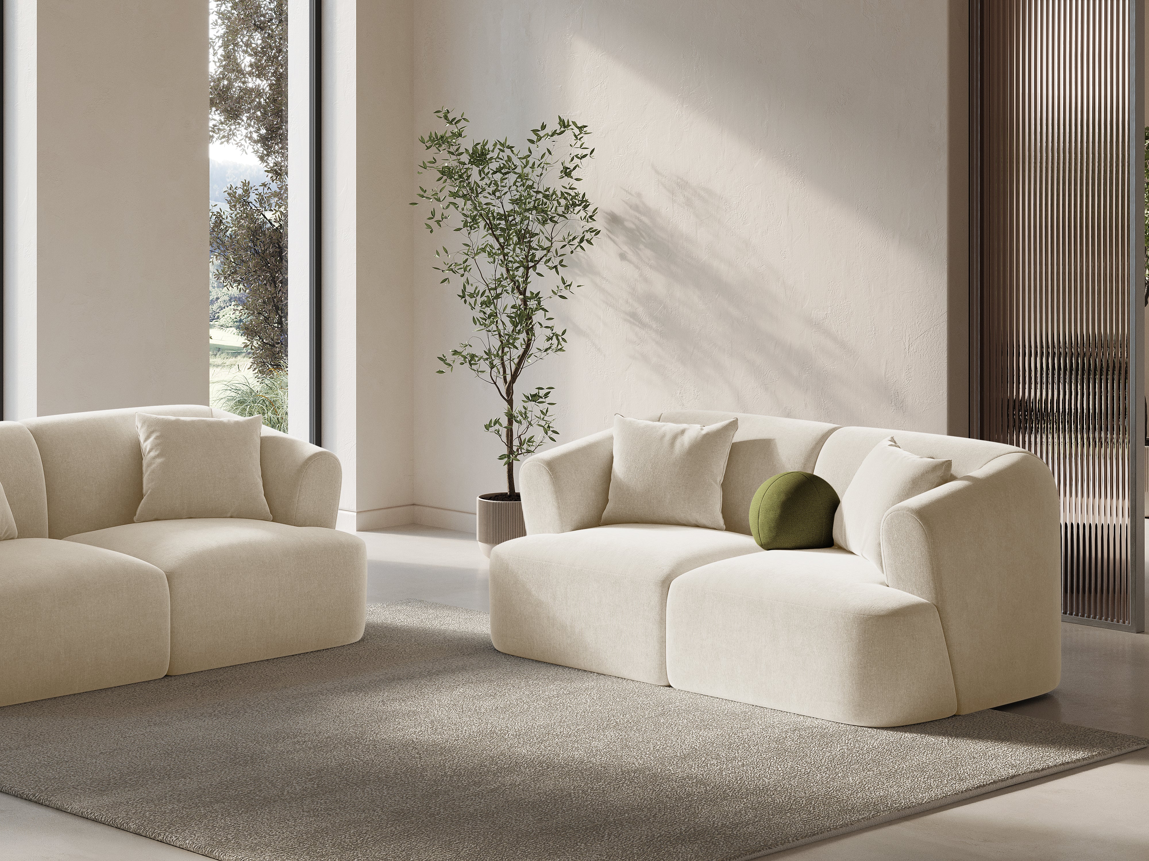 Sofa aus Samt 3-sitzig CAMPI dunkelbeige