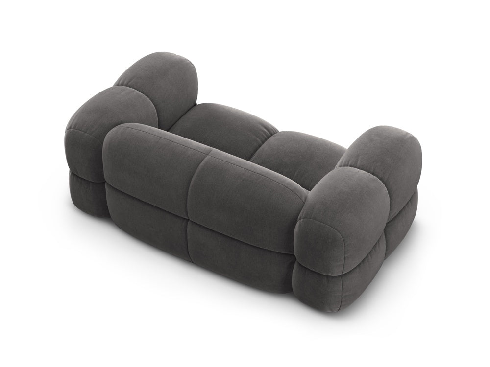 LORETTO gray velvet 2-seater sofa