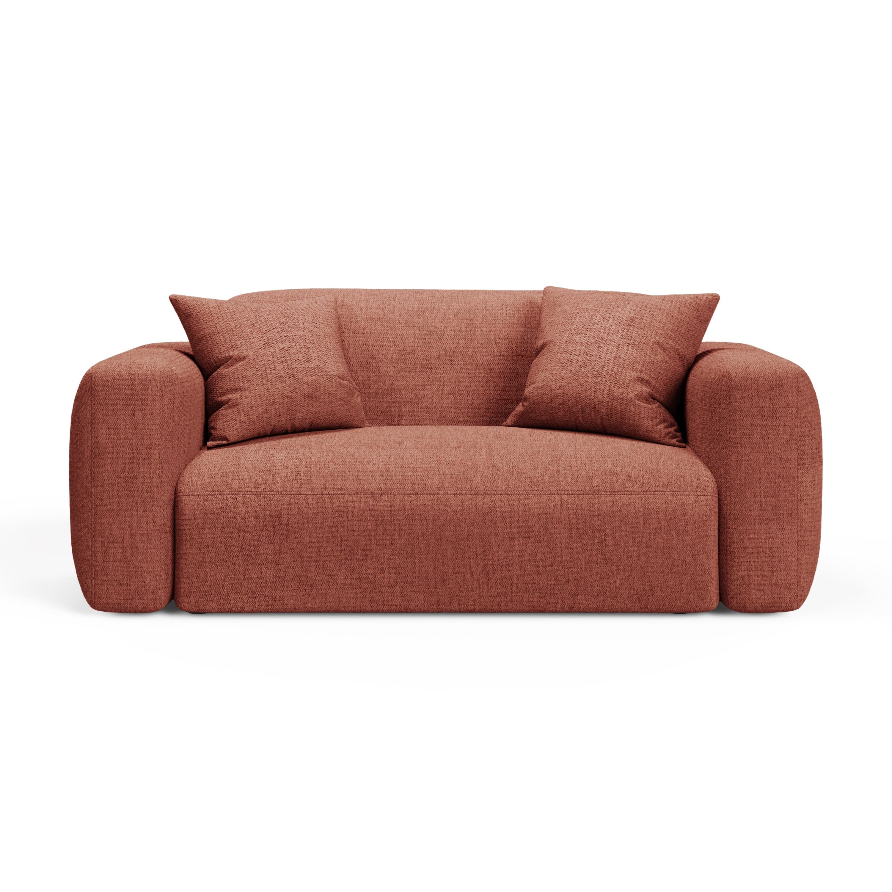 Sofa 2-sitzig STRINO korallenfarbener Chenille