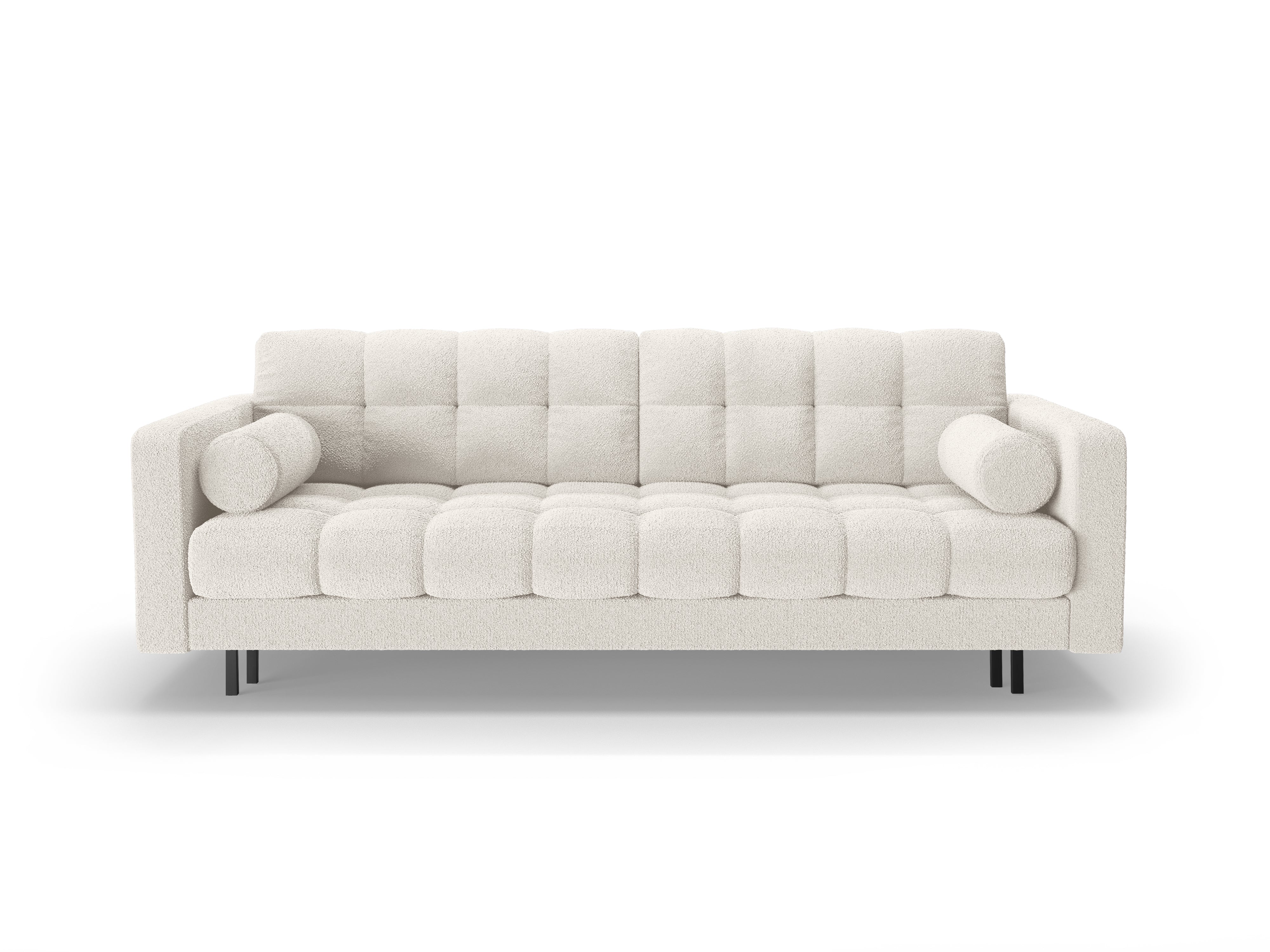 3-Sitzer-Sofa mit Schlaffunktion BALI weißer Bouclé mit schwarzem Untergestell