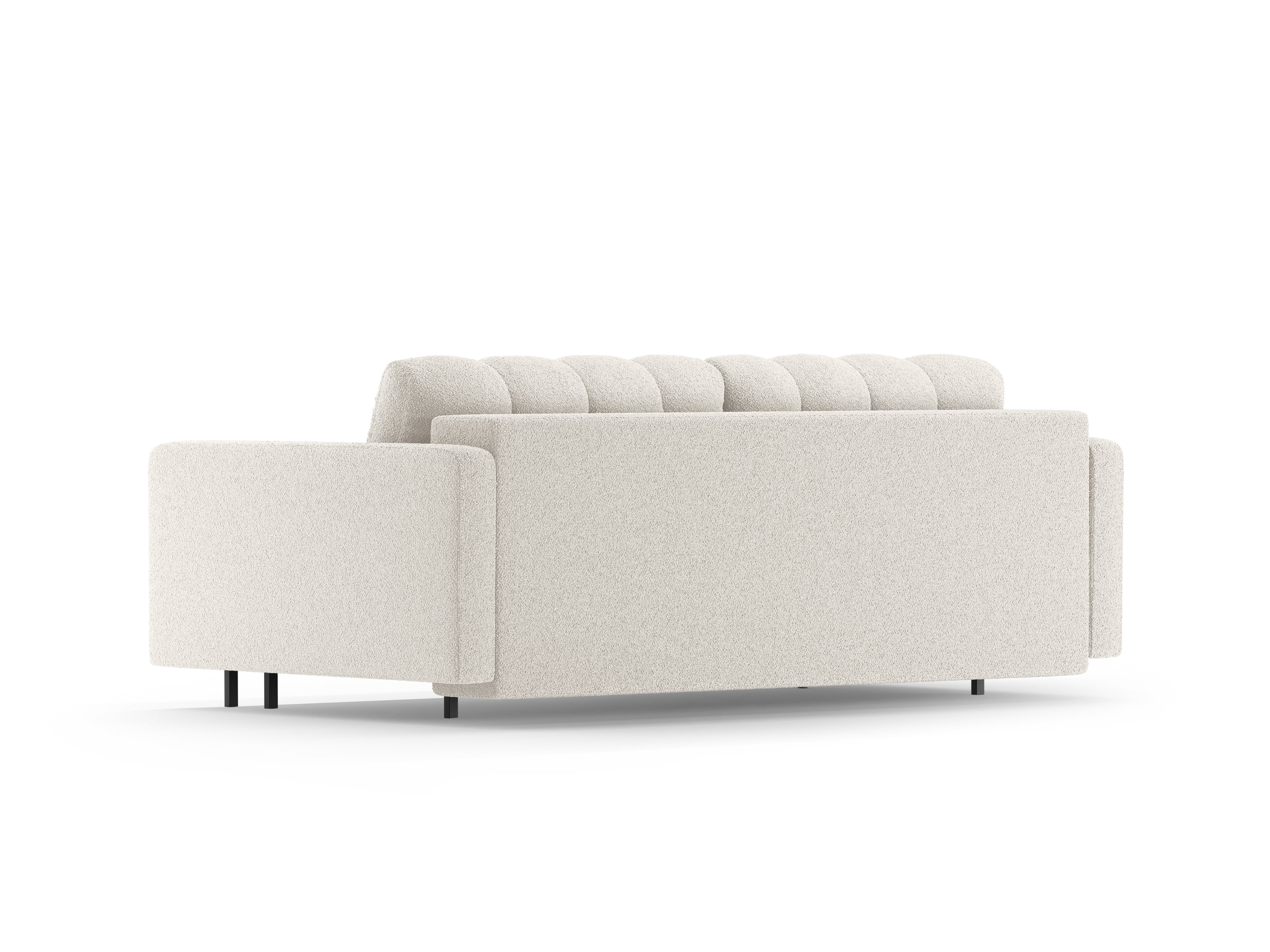 3-Sitzer-Sofa mit Schlaffunktion BALI weißer Bouclé mit schwarzem Untergestell