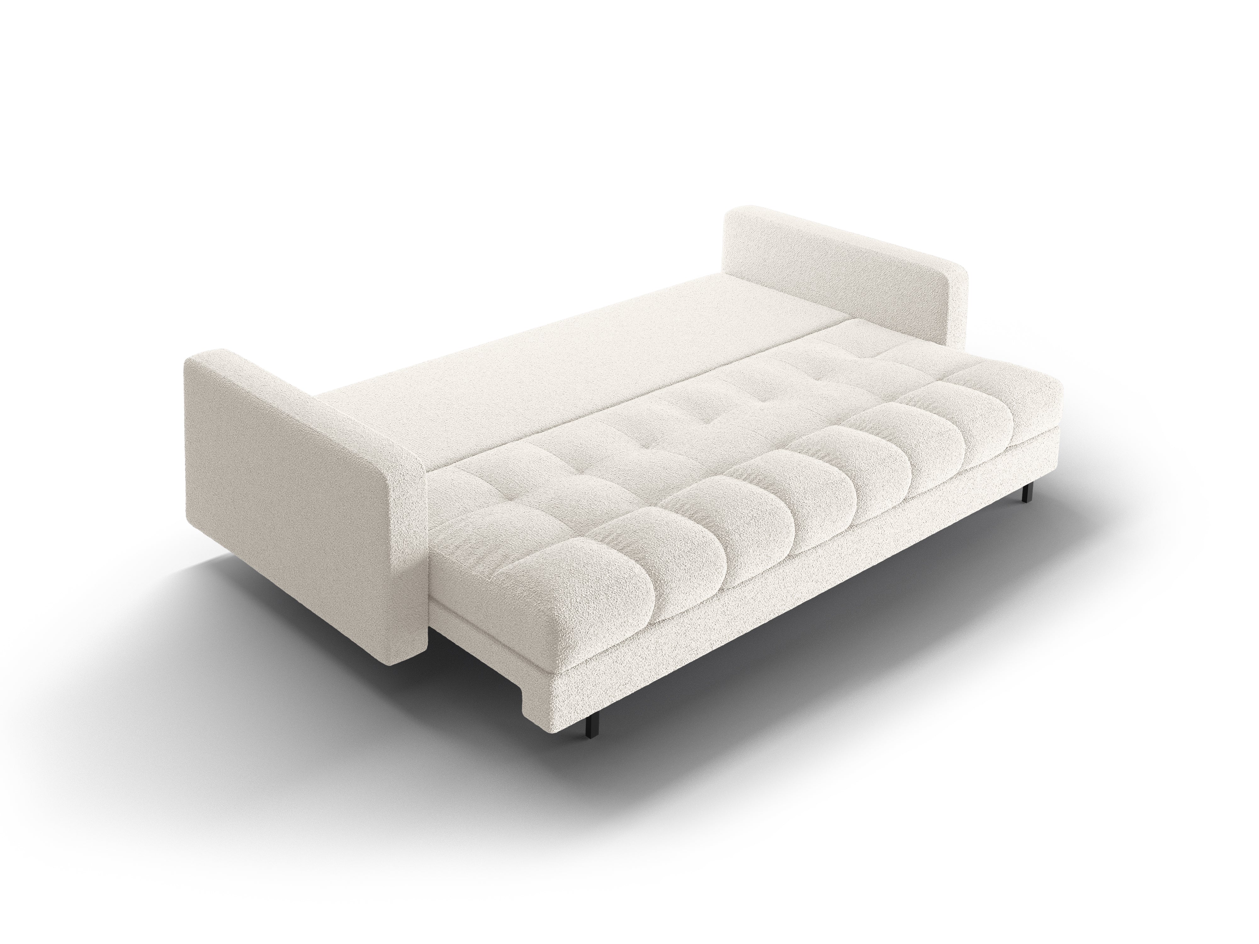 3-Sitzer-Sofa mit Schlaffunktion BALI weißer Bouclé mit schwarzem Untergestell