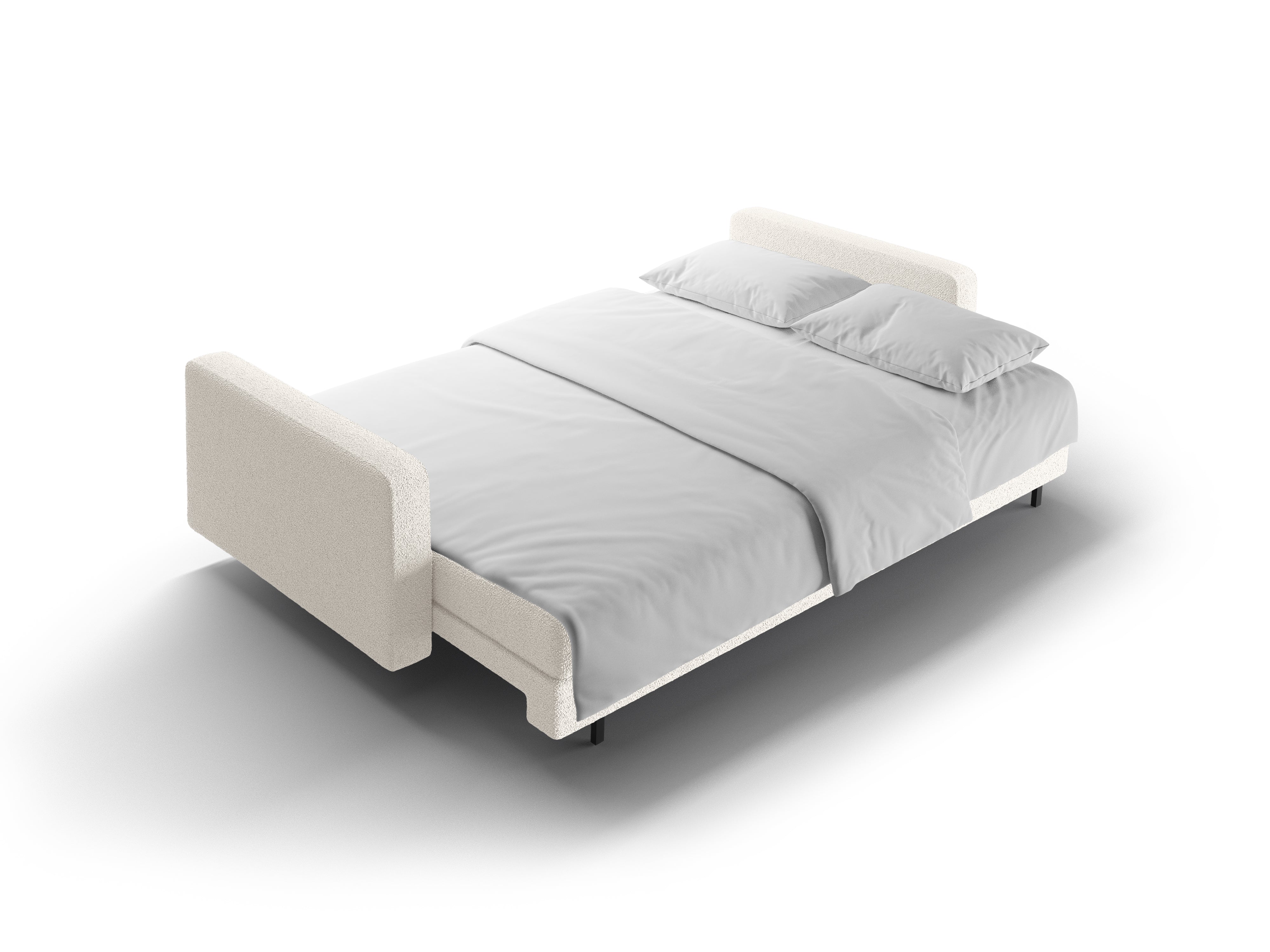 3-Sitzer-Sofa mit Schlaffunktion BALI weißer Bouclé mit schwarzem Untergestell