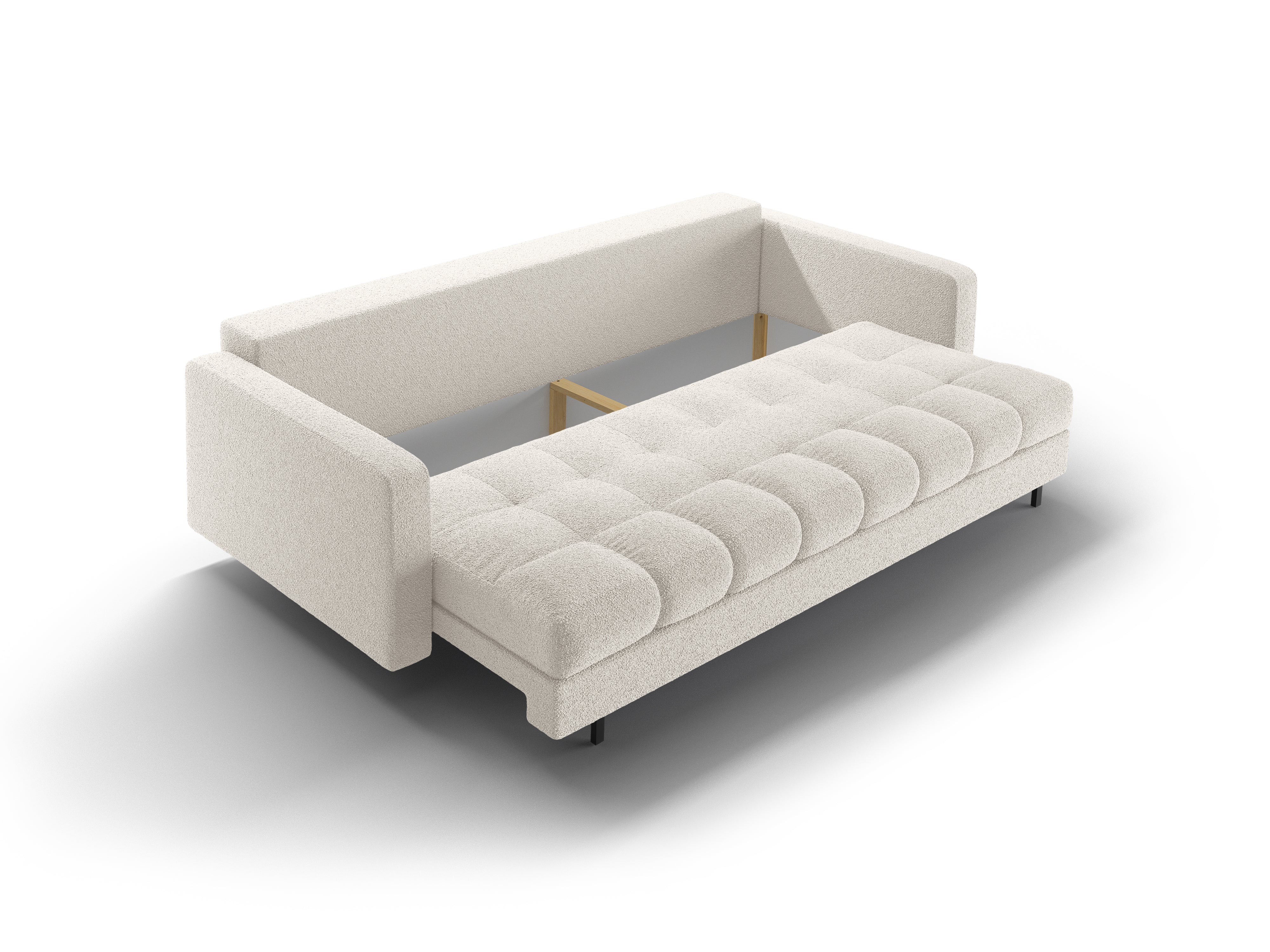 3-Sitzer-Sofa mit Schlaffunktion BALI weißer Bouclé mit schwarzem Untergestell