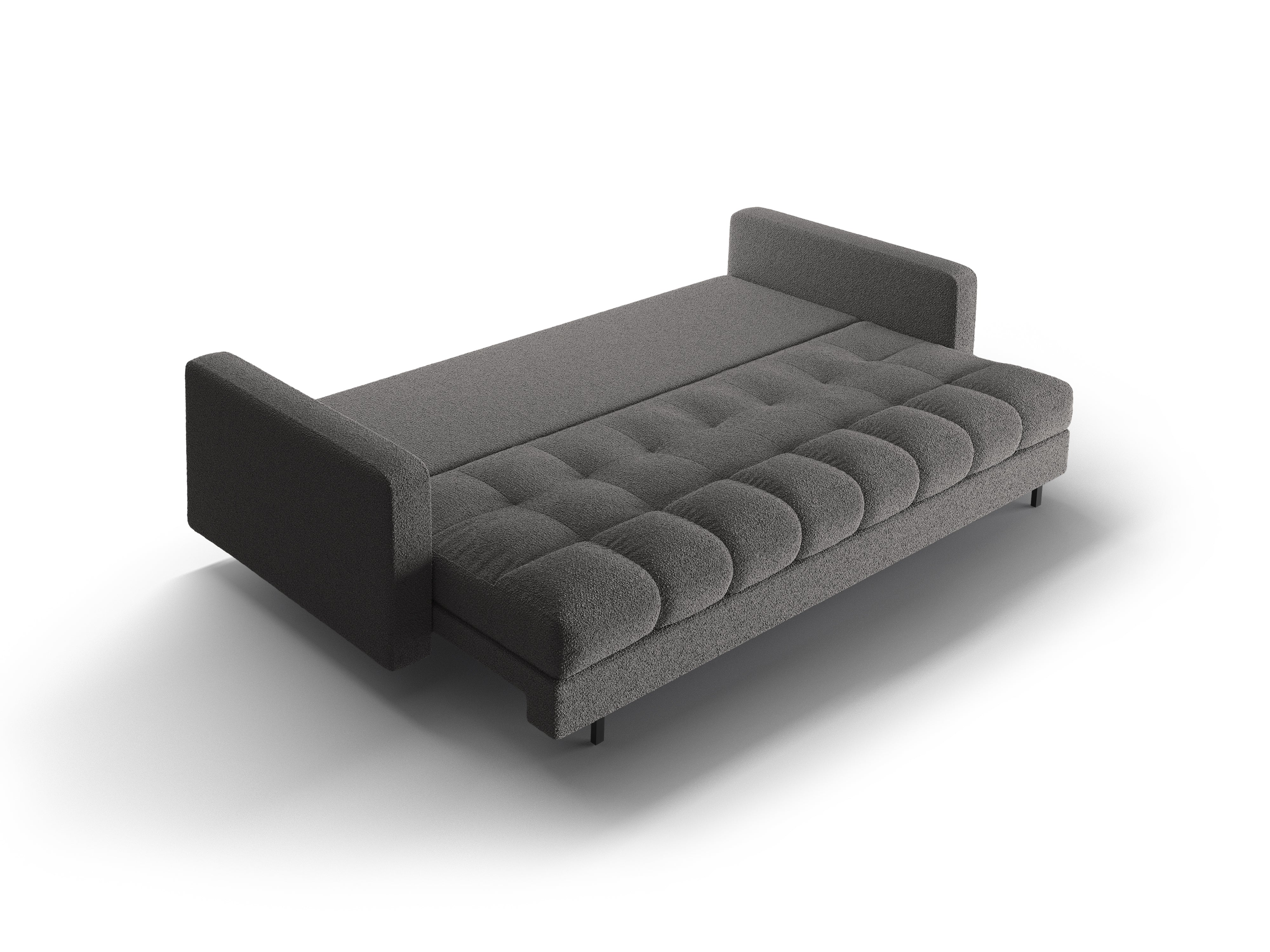 3-Sitzer-Sofa mit Schlaffunktion BALI dunkelgraues Bouclé mit schwarzem Untergestell