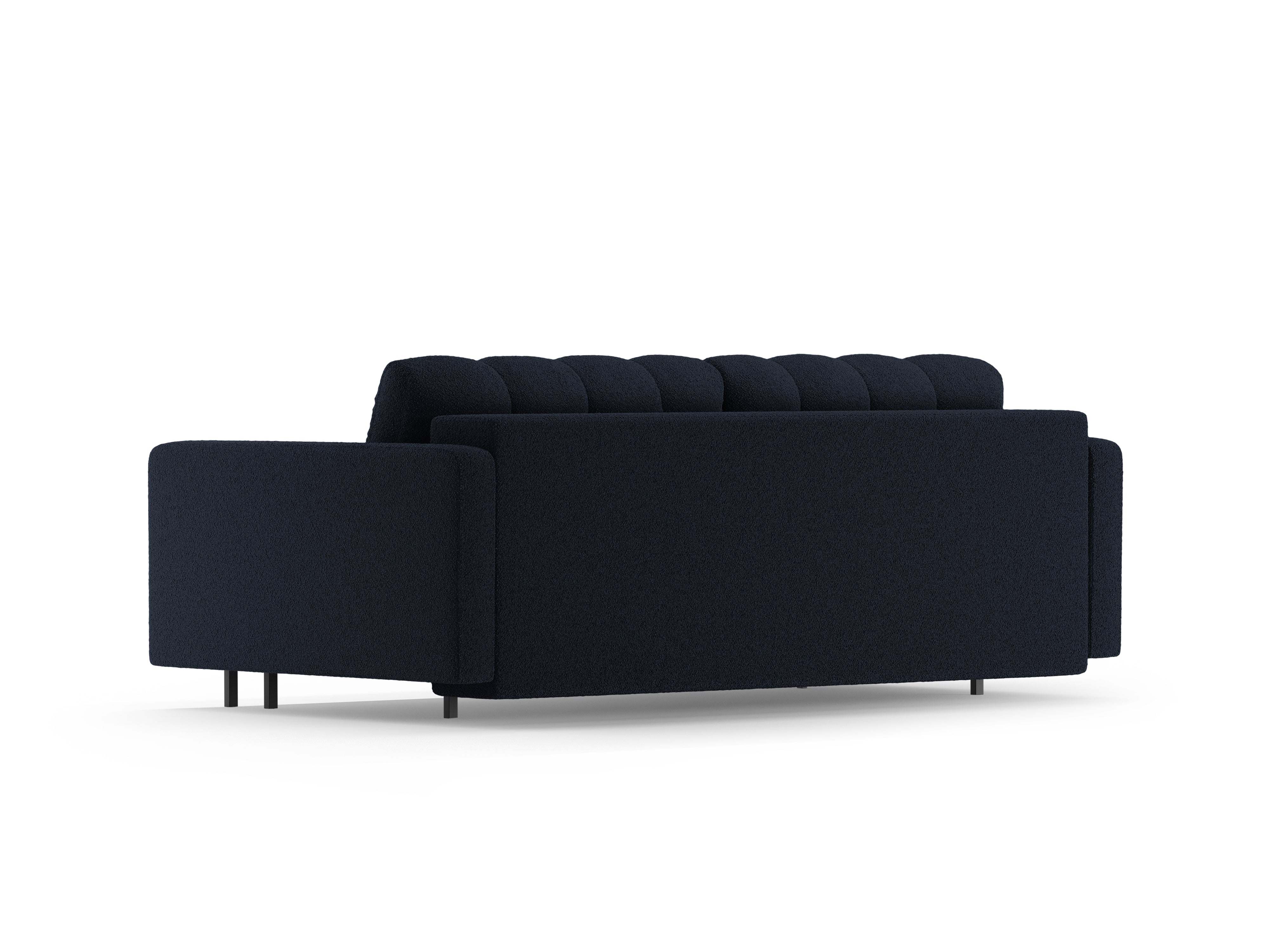 BALI 3-Sitzer Sofa mit Schlaffunktion, dunkelblaues Bouclé mit schwarzem Untergestell