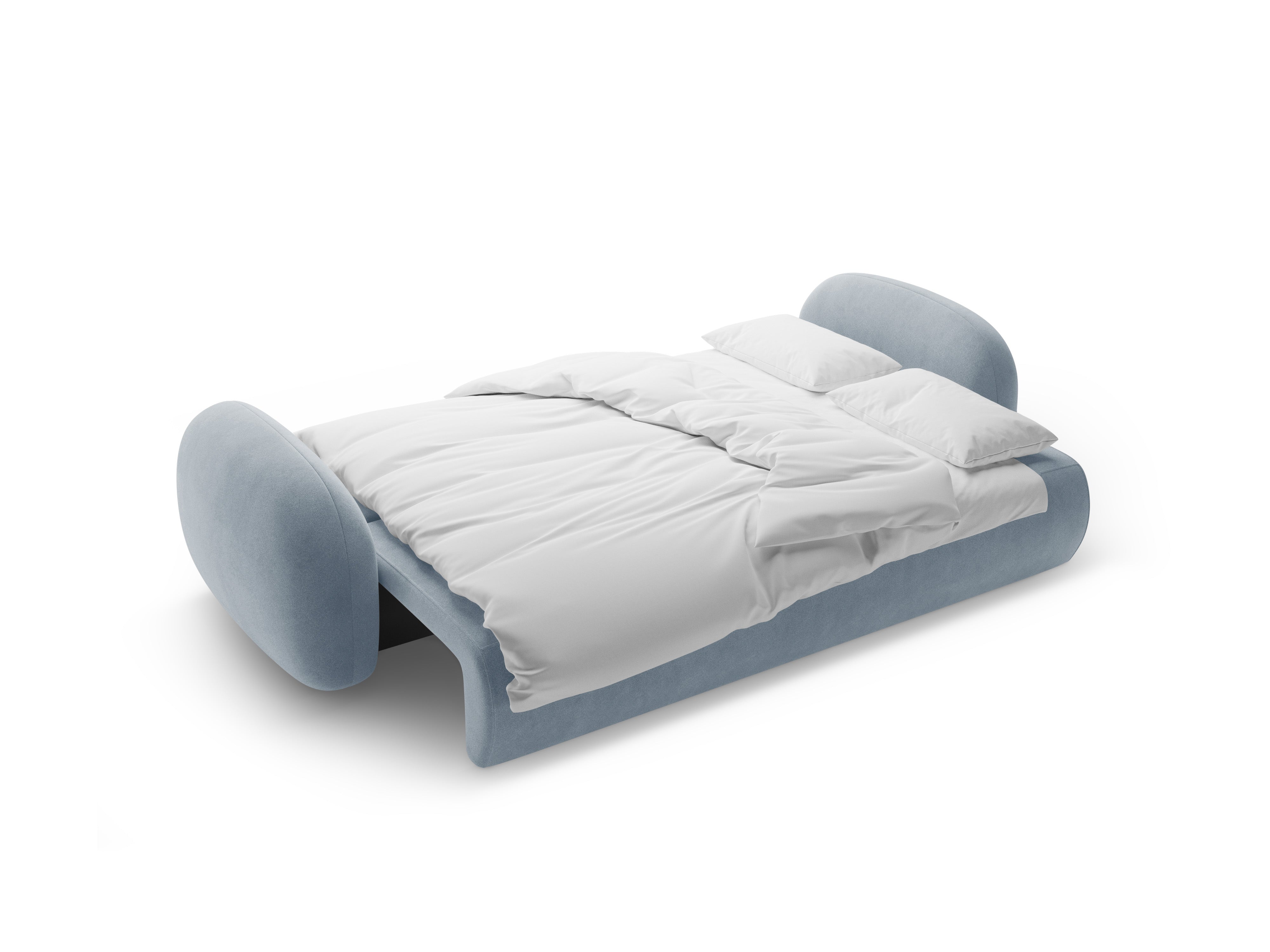 Velvet sofa with sleeping function for 3 people TONALE in light blue