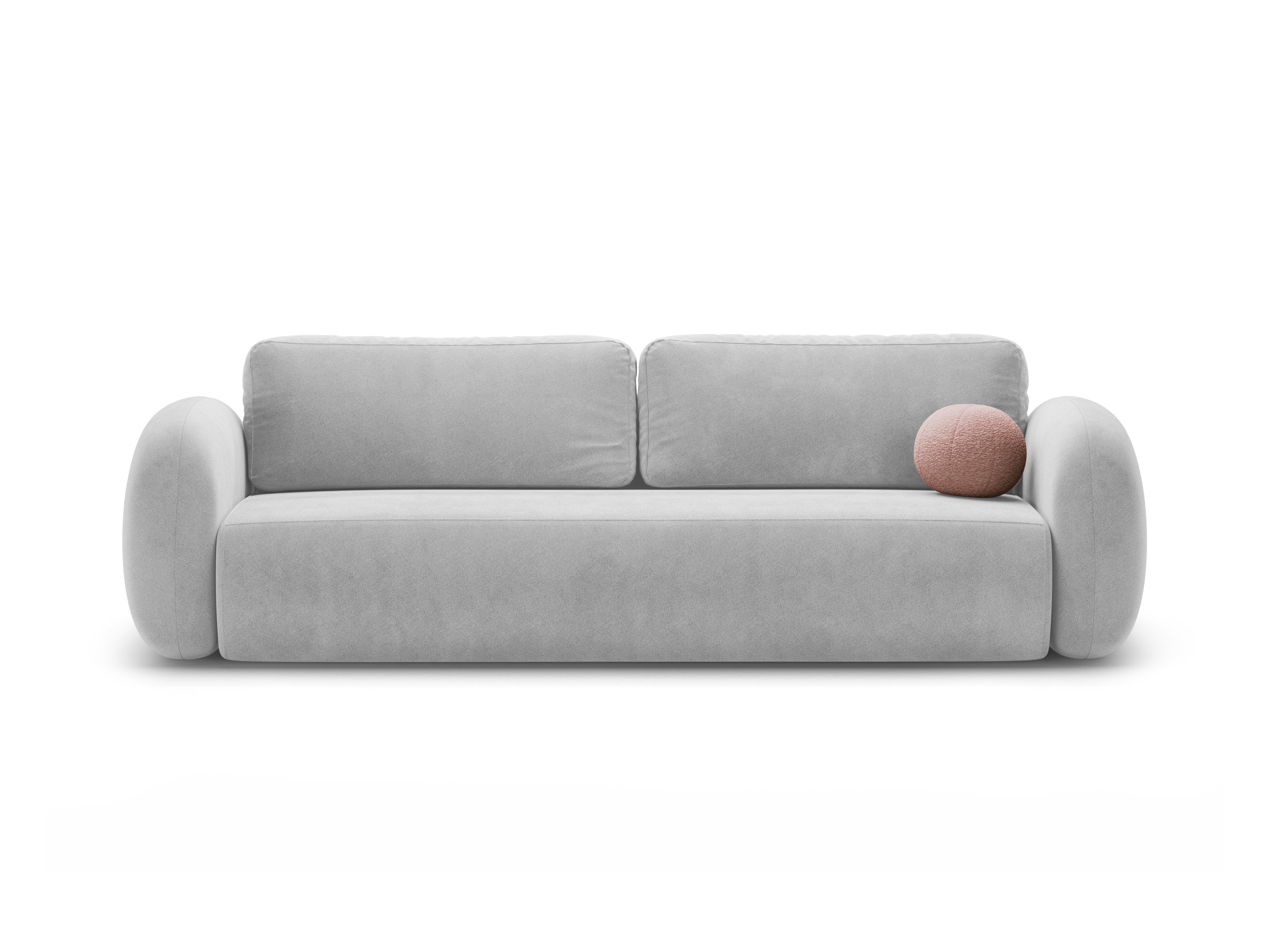 Velvet sofa with sleeping function for 3 people TONALE light gray
