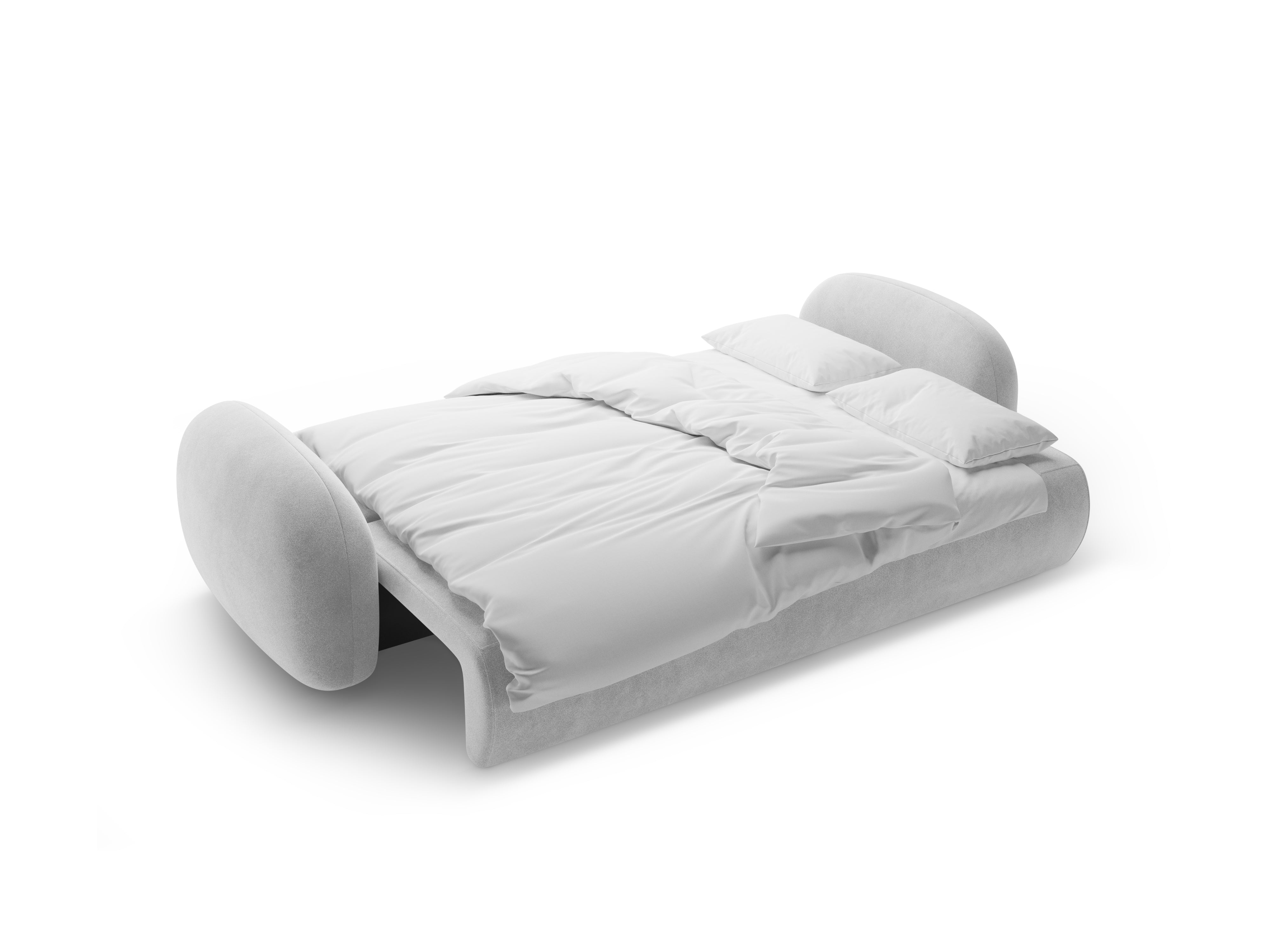 Velvet sofa with sleeping function for 3 people TONALE light gray