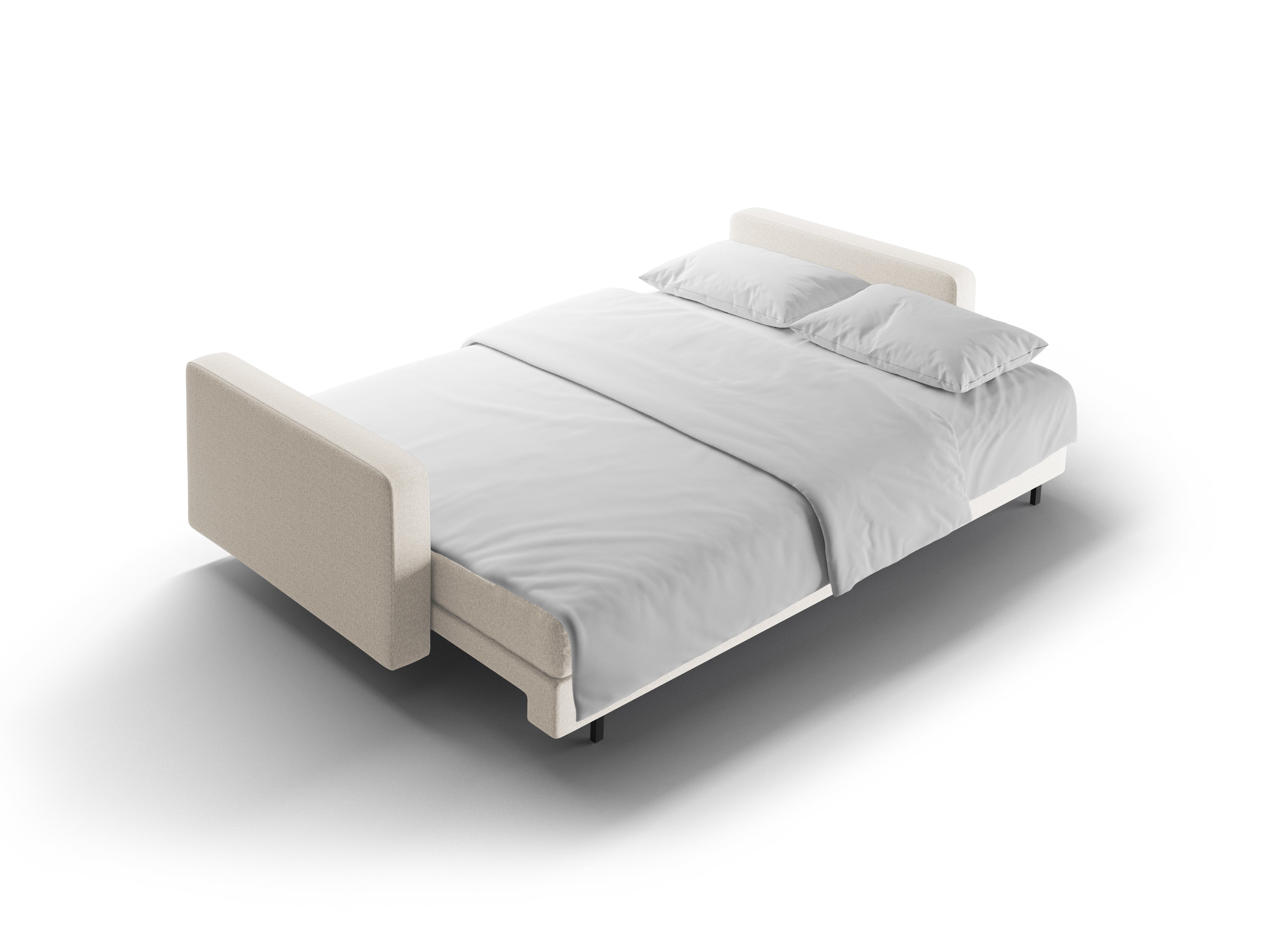 3-seater sofa with sleeping function BALI light beige with black base