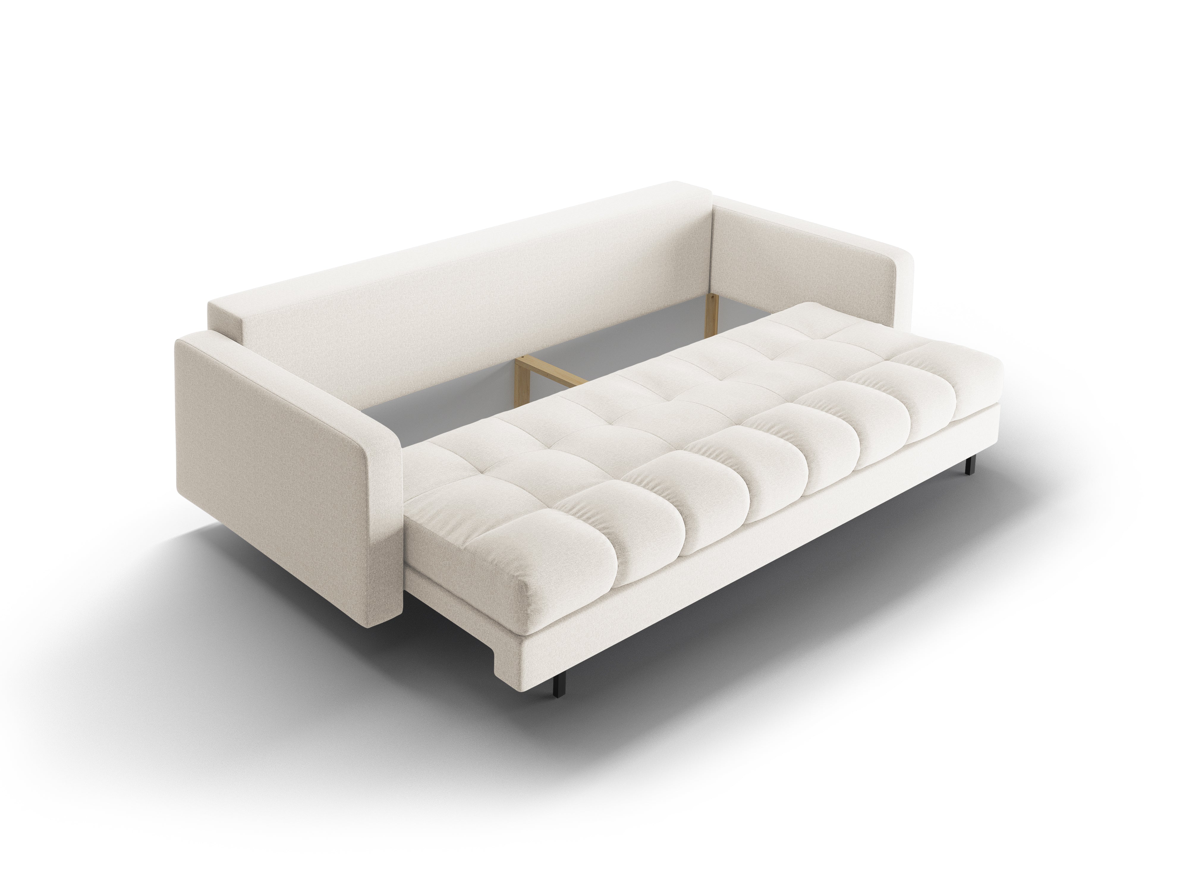 3-seater sofa with sleeping function BALI light beige with black base