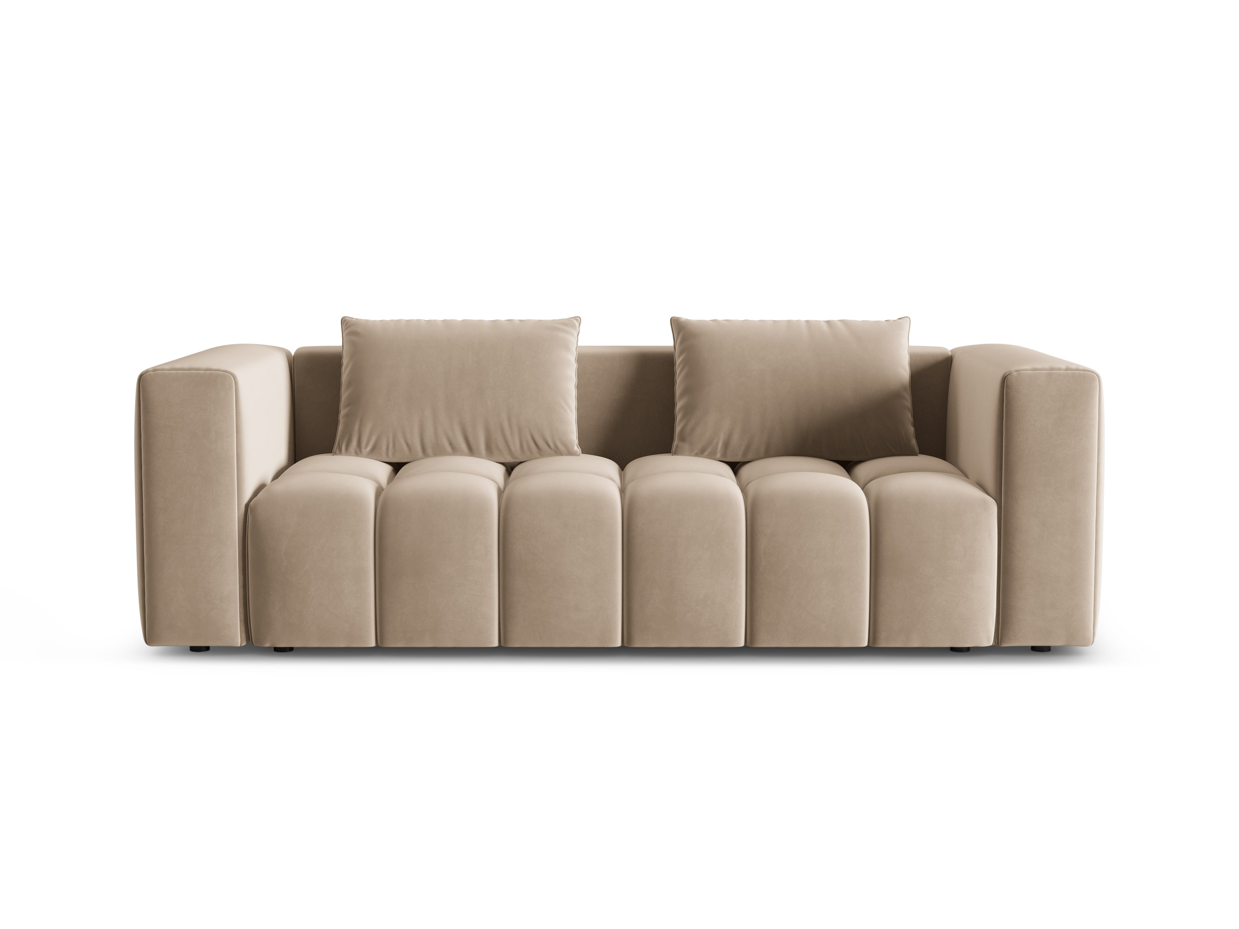 Velvet 3-seater sofa with sleeping function VERONA sand