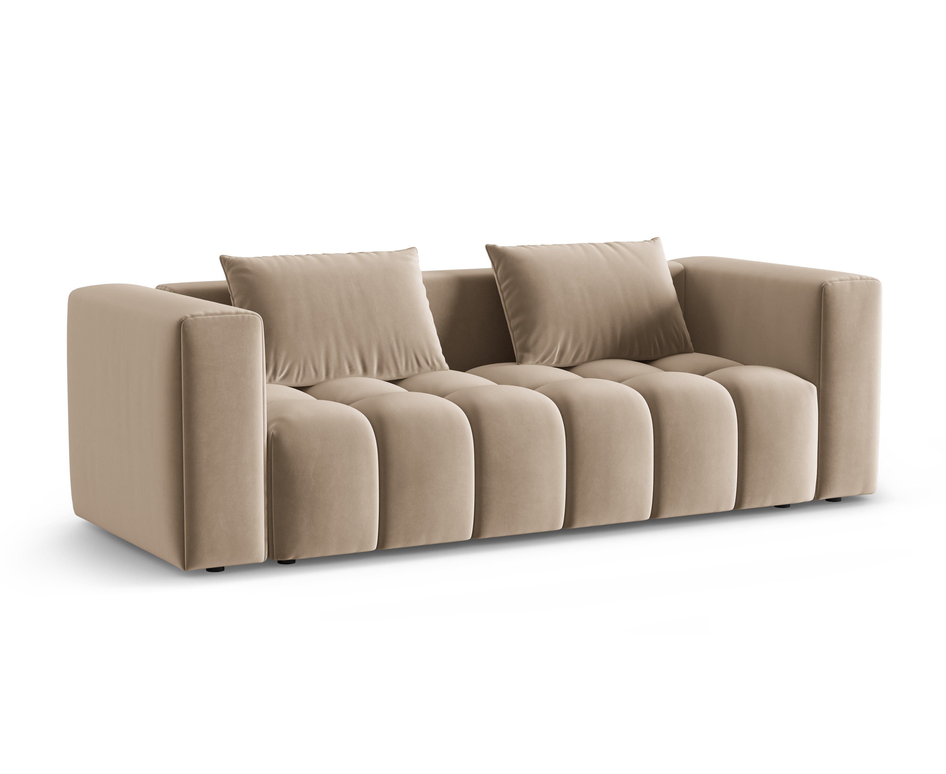Velvet 3-seater sofa with sleeping function VERONA sand
