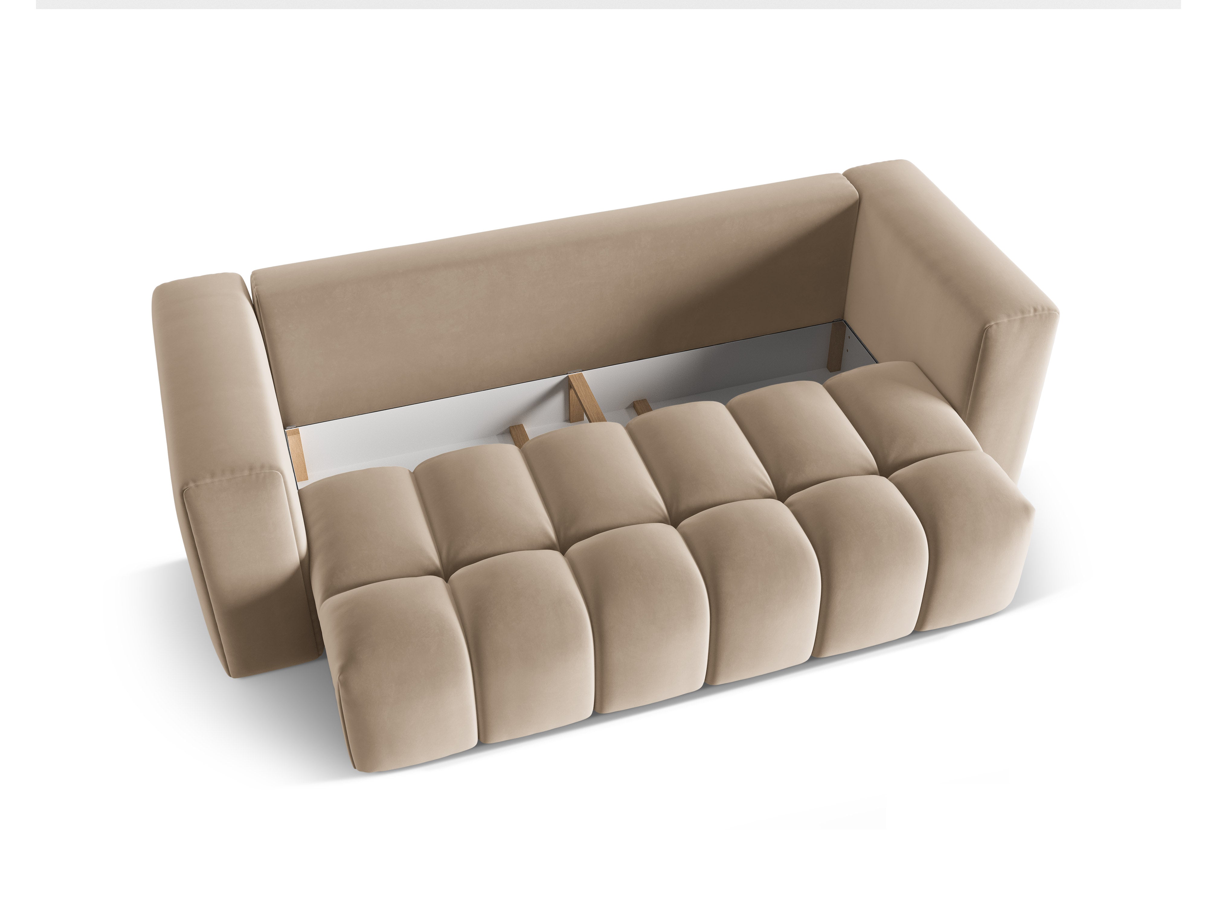 Velvet 3-seater sofa with sleeping function VERONA sand