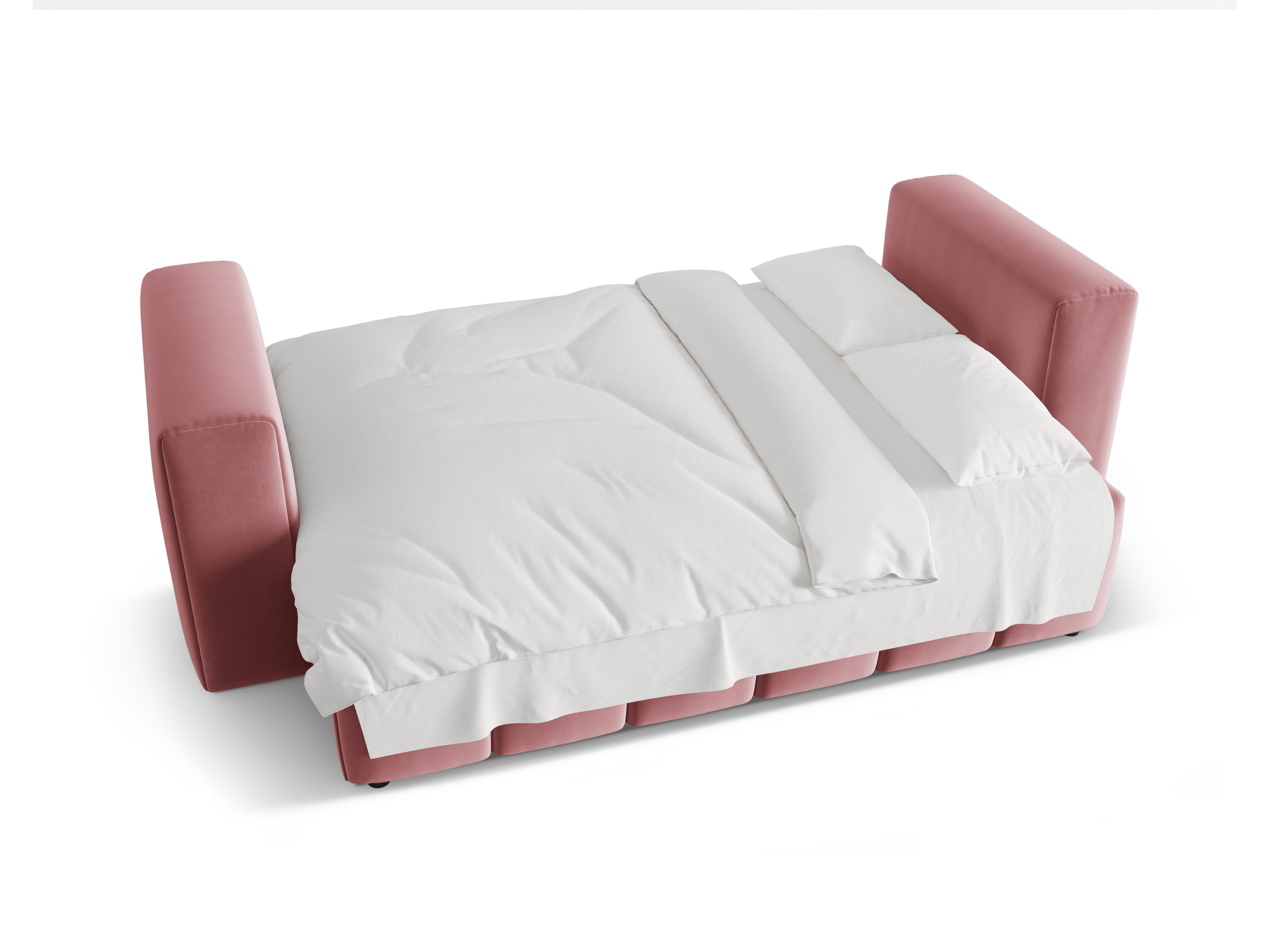 Velvet 3-Seater Sofa with Sleeping Function VERONA Flamingo Pink