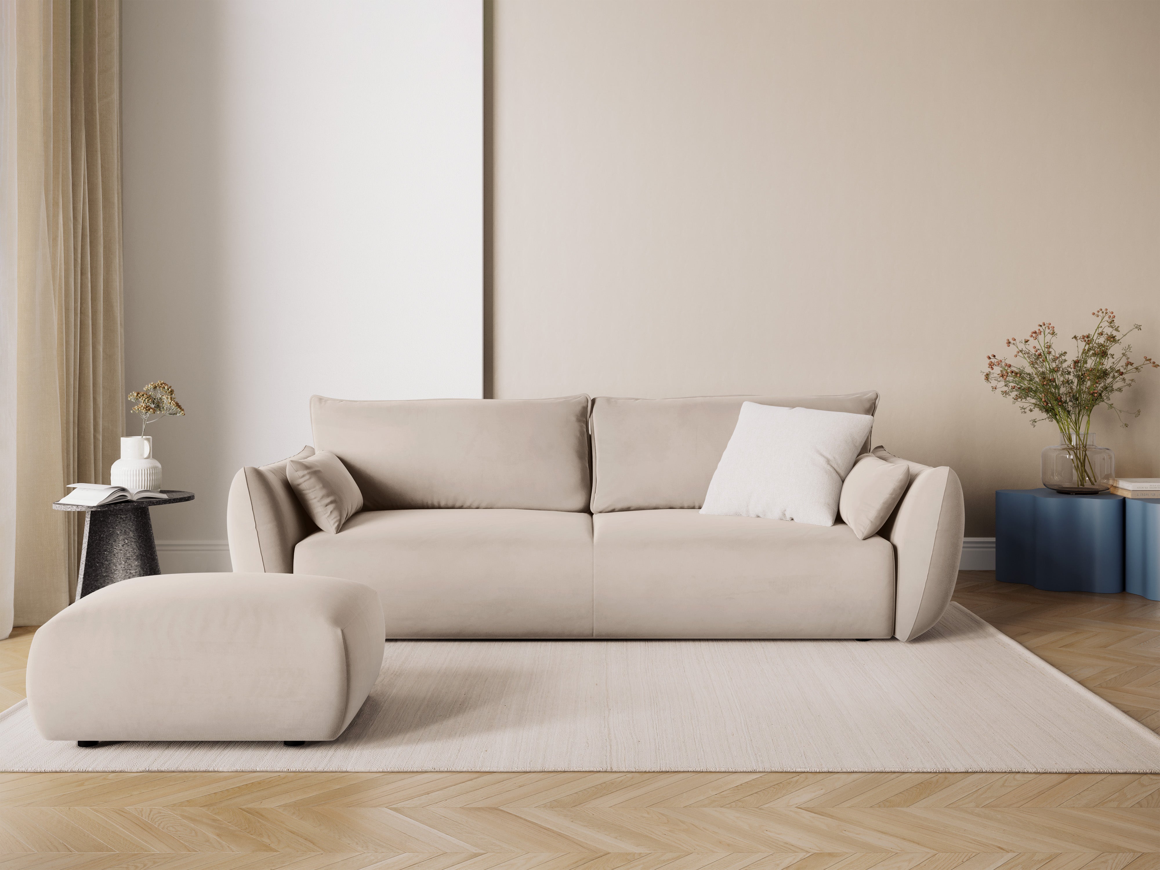 Samtsofa mit Schlaffunktion MATERA beige